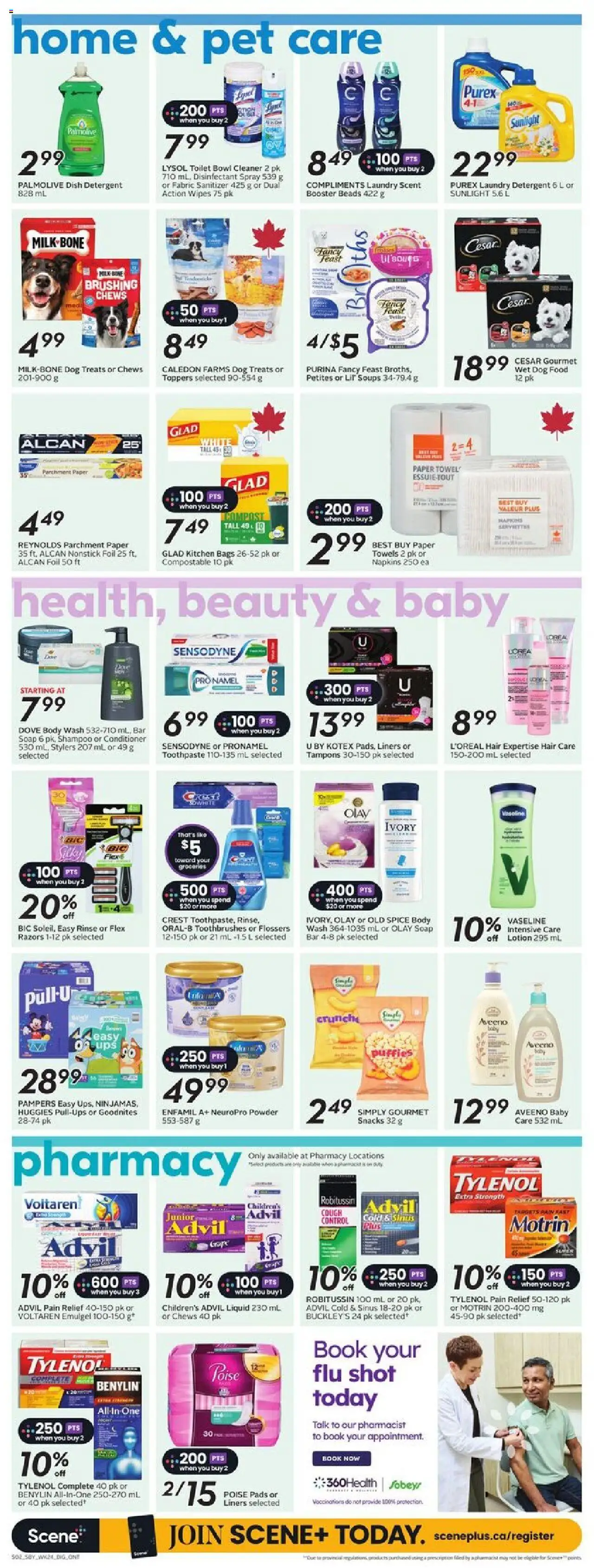 Sobeys flyer valid from 09.10.2025 | Page: 12 | Products: Powder, Shampoo, Body wash, Toothpaste