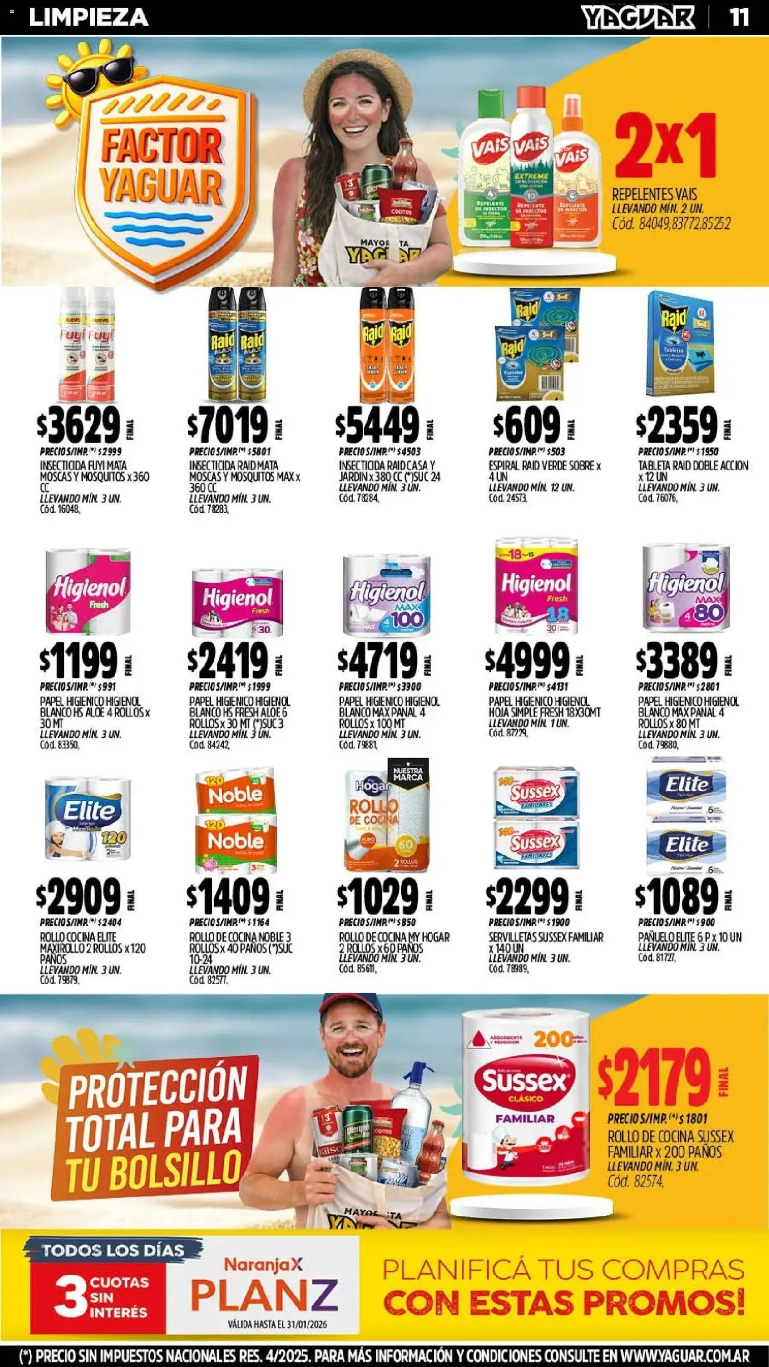 Yaguar - Oferta Semanal Córdoba │ válido desde el 26.01.2026 | Página: 11 | Productos: Tableta, Papel higiénico, Pañuelo, Insecticida