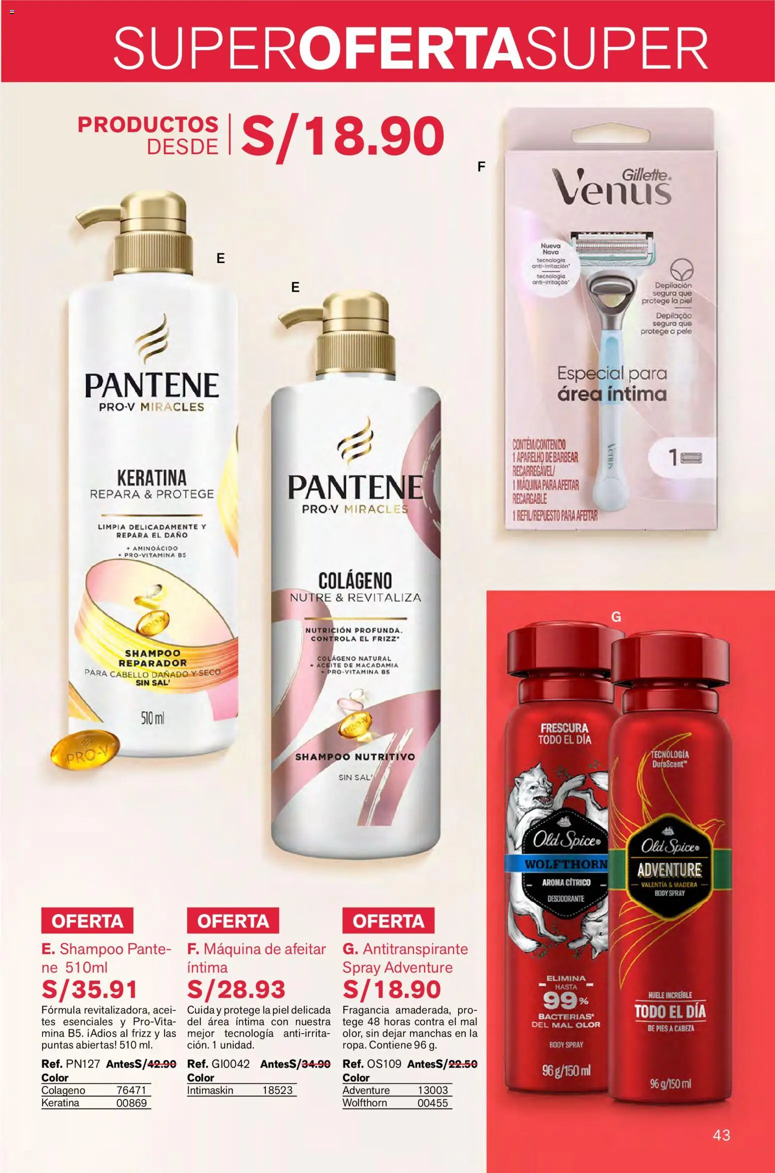 Catálogo Leonisa válido desde 16.01.2026 | Página: 43 | Productos: Desodorante, Aceite, Maquina de afeitar, Fragancia