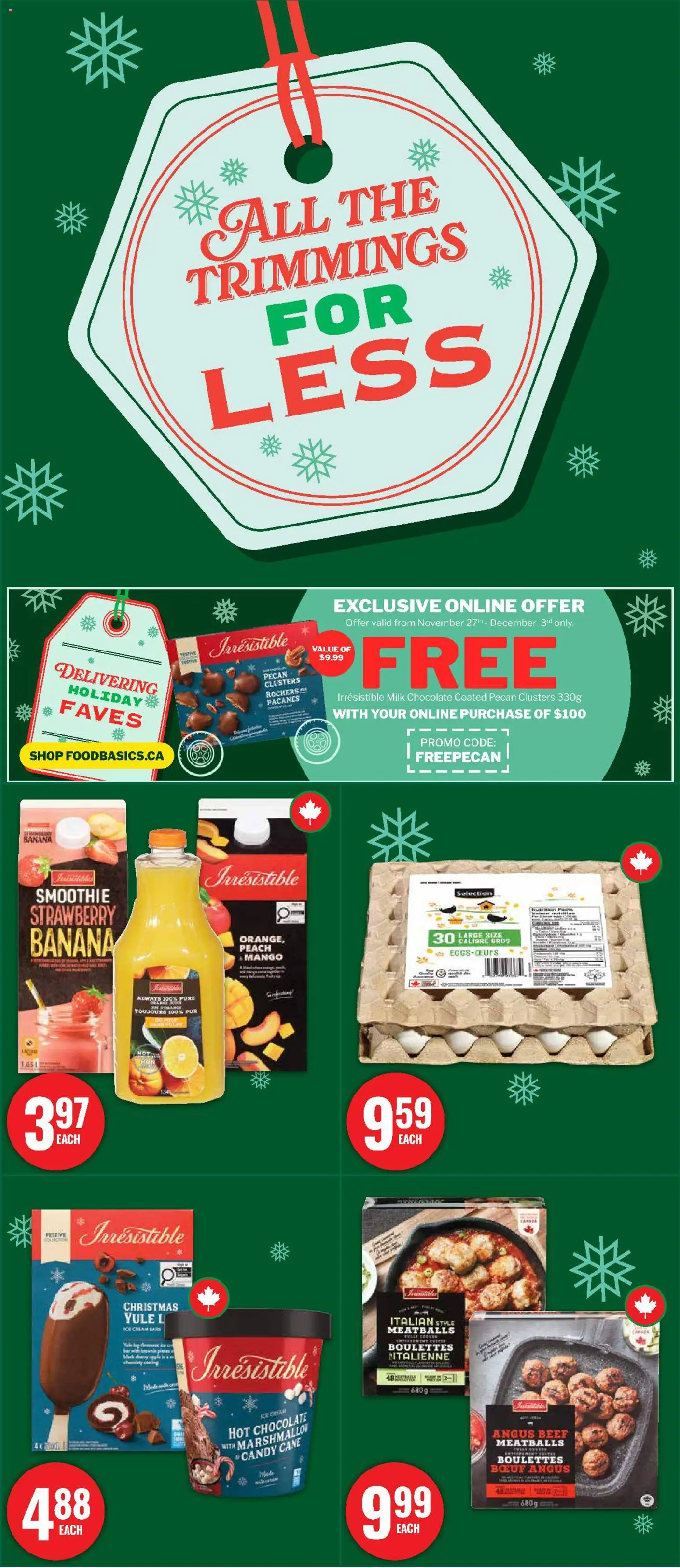 Food Basics flyer valid from 11.12.2025 | Page: 1 | Products: Beef, Cream, Milk, Chocolate