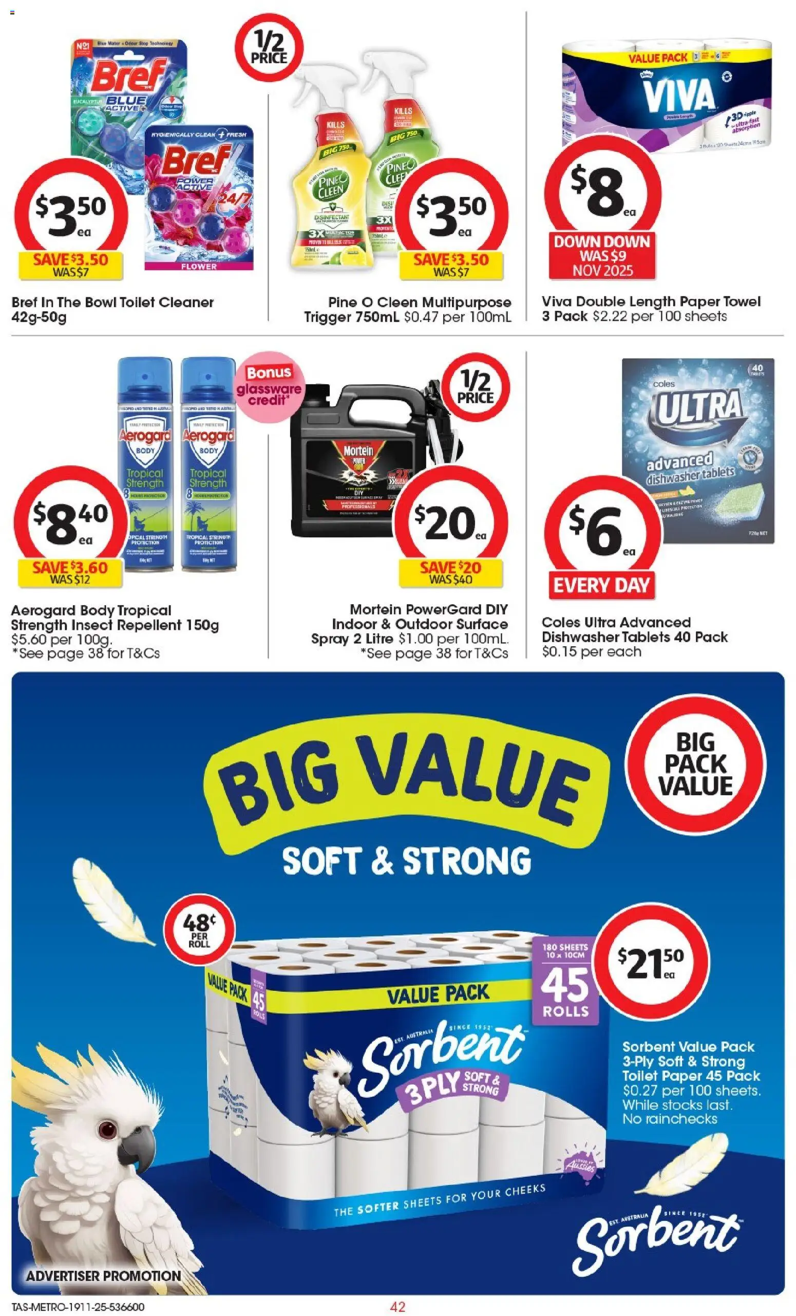Coles catalogue - valid from 19.11.2025 | Page: 43 | Products: Toilet, Dishwasher tablets, Dishwasher, Tablets