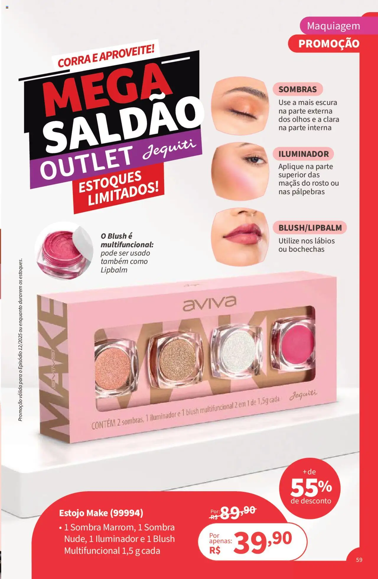 Jequiti Folheto - válido de 22.08.2025 | Página: 59 | Produtos: Maquiagem, Multifuncional, Maçãs, Iluminador