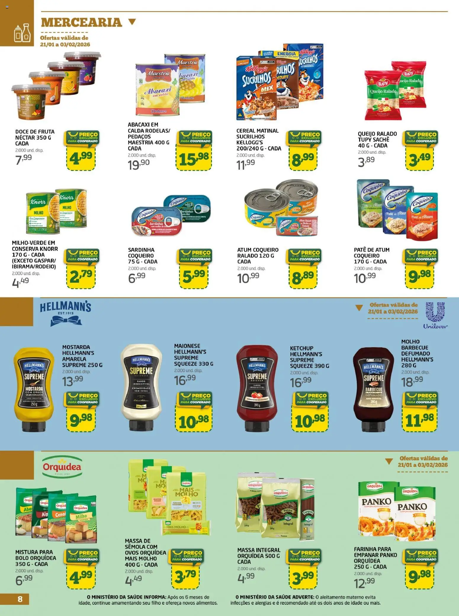 Cooper Folheto - válido de 21.01.2026 | Página: 8 | Produtos: Queijo, Massa, Ketchup, Knorr