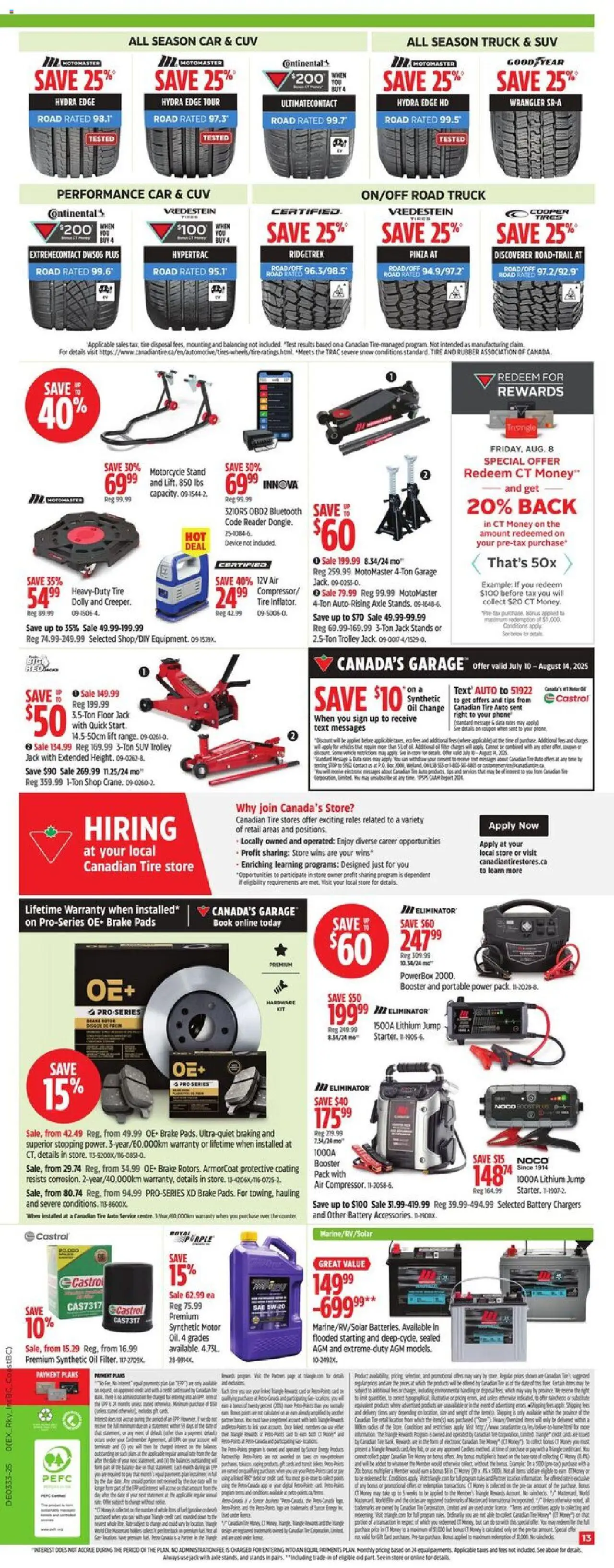 Canadian Tire flyer valid from 07.08.2025 | Page: 19 | Products: Phone, Battery, Oil