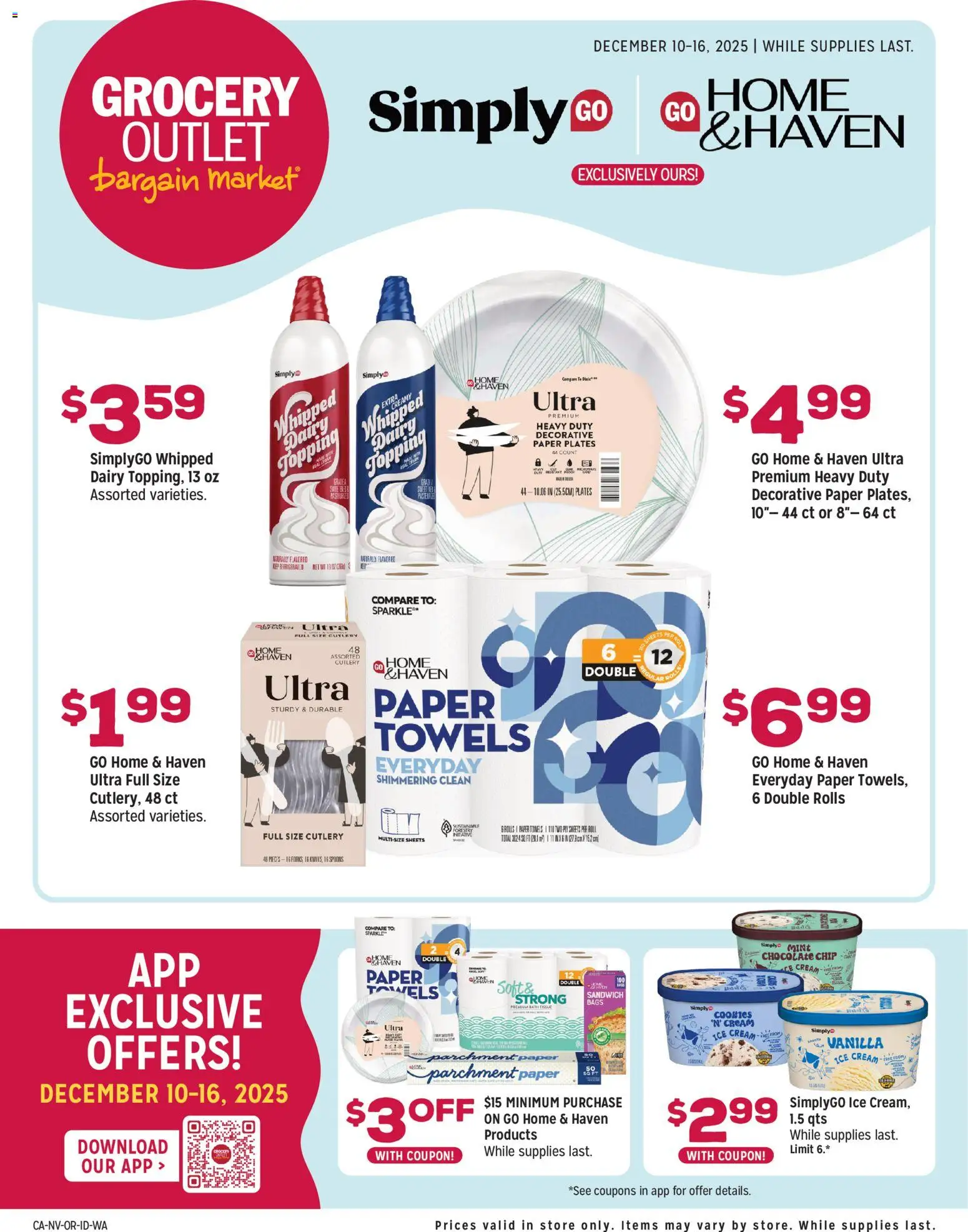 Grocery Outlet Weekly Ops Standalone - valid from 10.12.2025 | Page: 1 | Products: Chocolate, Cream, Ice cream, Chocolate Chip
