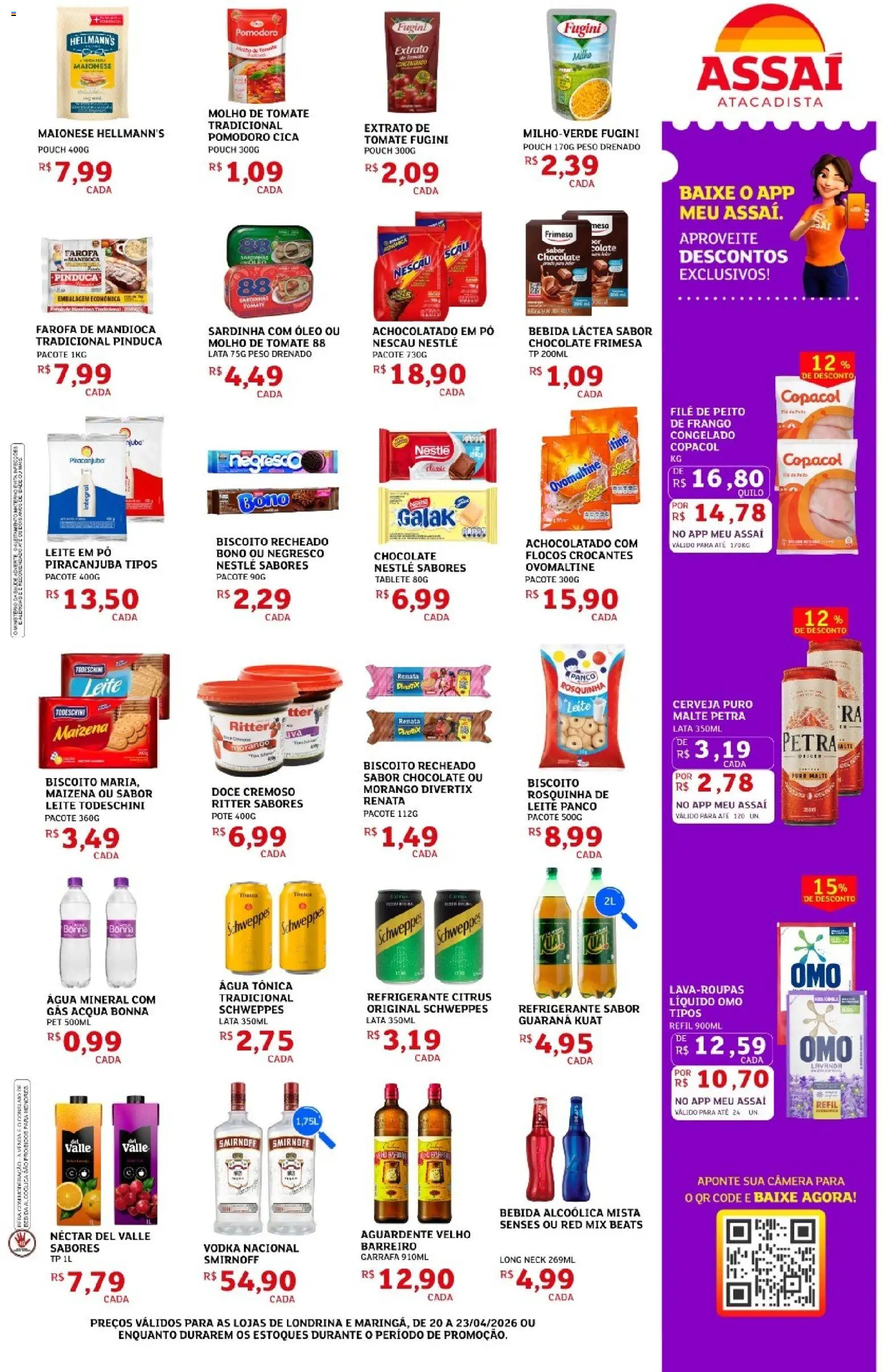 Assaí Atacadista Folheto - válido de 20.04.2026 | Página: 3 | Produtos: Leite, Vodka, Sardinha, Peito de frango