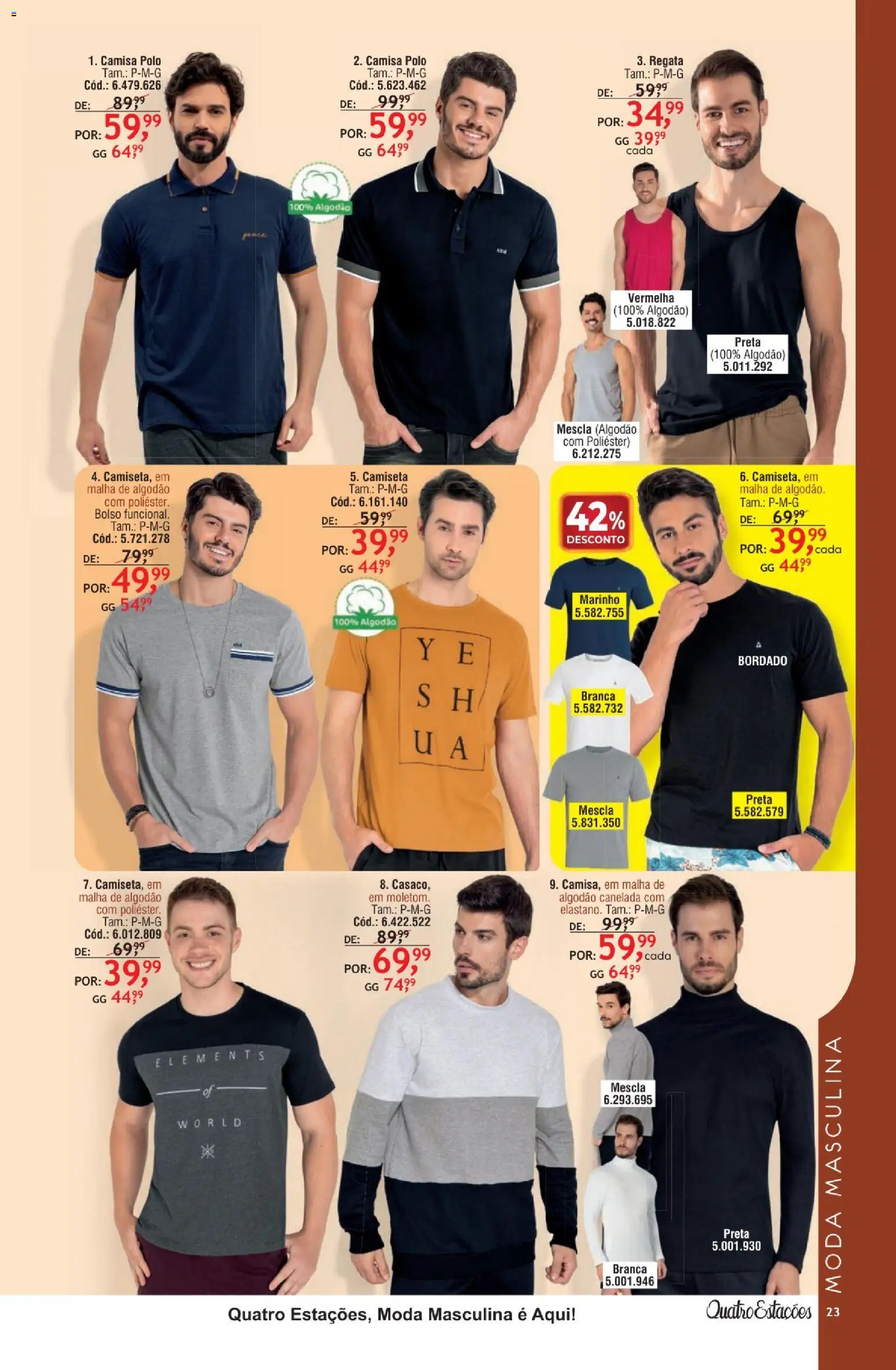 Quatro Estações Folheto - válido de 01.05.2026 | Página: 19 | Produtos: Camisa, Regata, Algodão