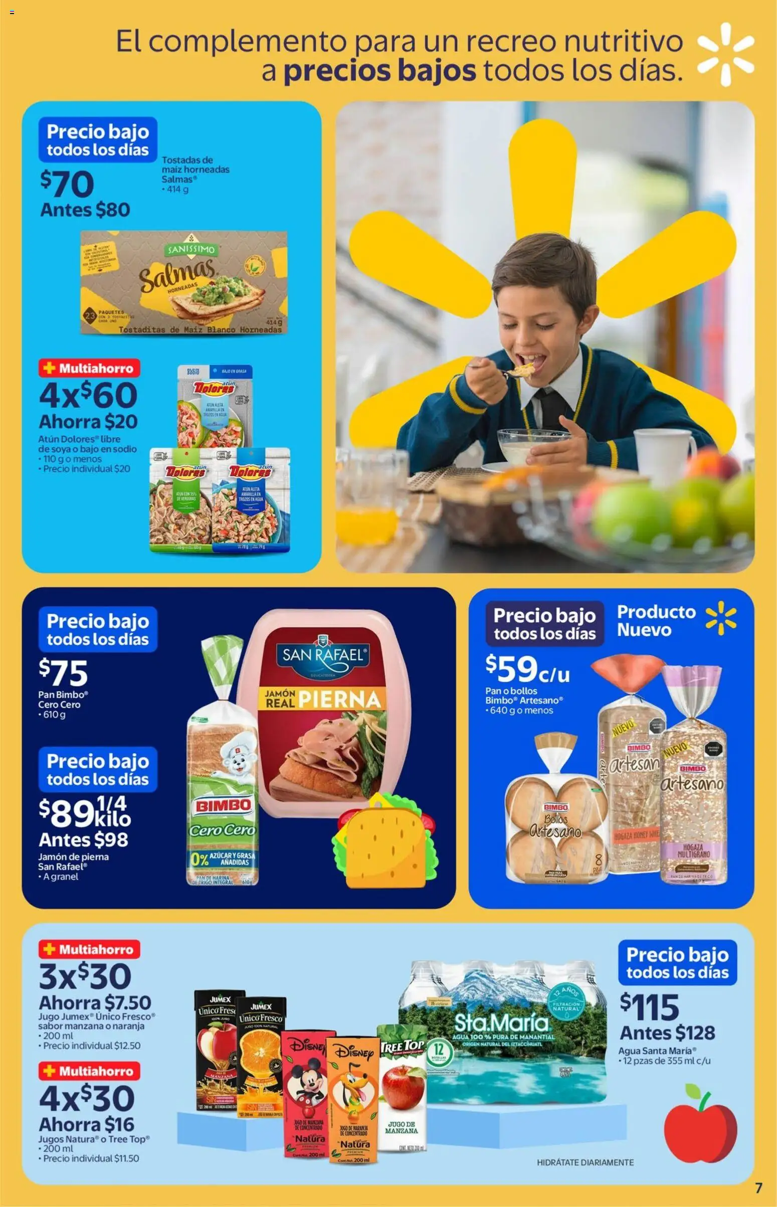 Nuevas ofertas de Walmart válidas en toda la República Mexicana desde el 01.01.2026. ¡Encuentra las mejores ofertas en Walmart folleto! | Página: 7 | Productos: Maíz, Atún, Pan, Jugo