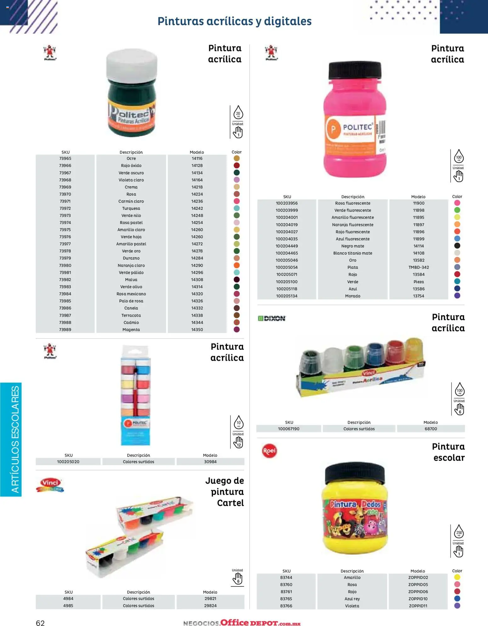 Nuevas ofertas de Office Depot válidas en toda la República Mexicana desde el 12.01.2026. ¡Encuentra las mejores ofertas en Office Depot catálogo 2026! | Página: 64 | Productos: Crema, Pastel, Mate, Pintura