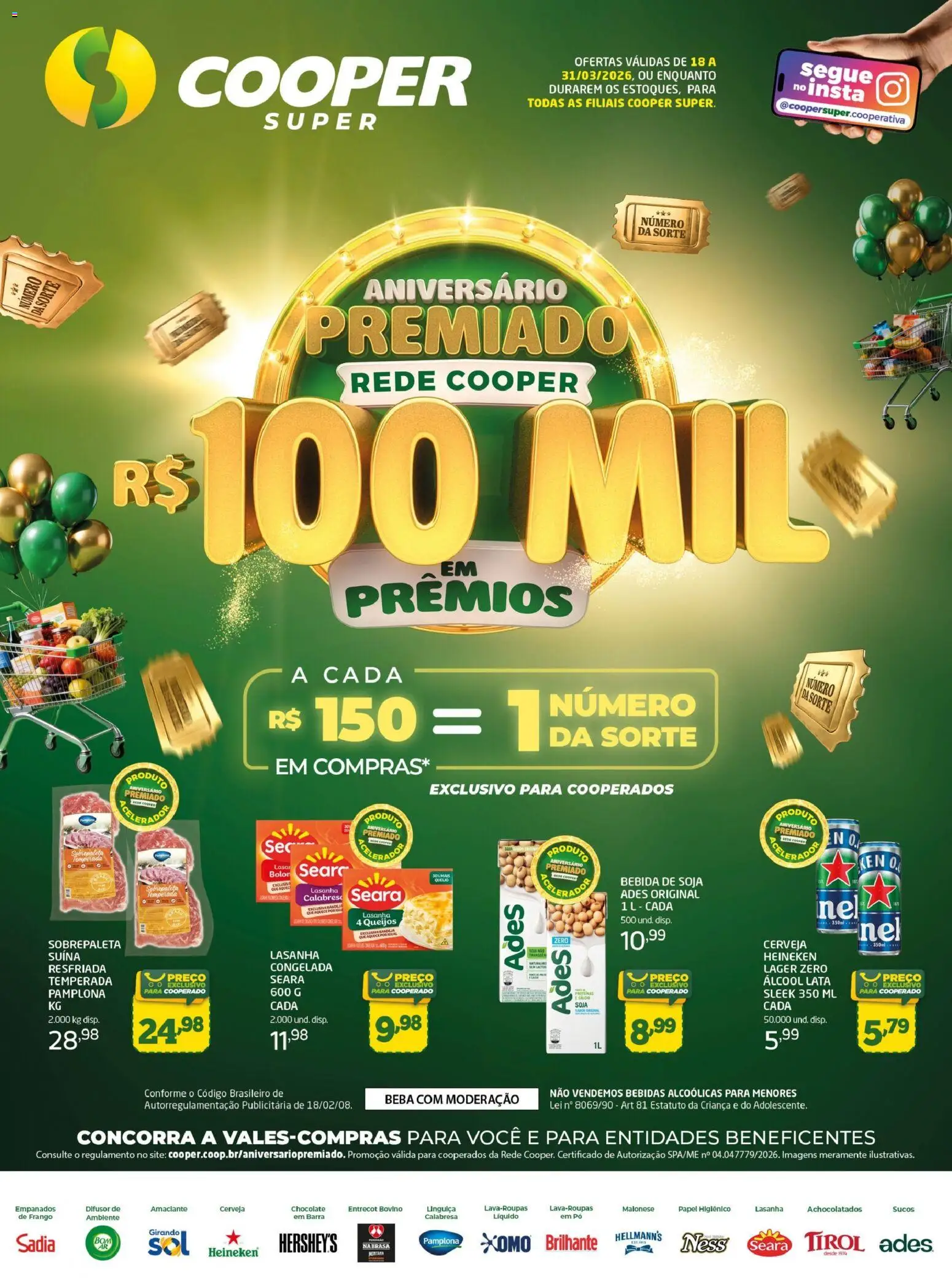 Cooper Folheto - válido de 18.03.2026 | Página: 1 | Produtos: Heineken, Bandeja, Papel higiênico, Soja