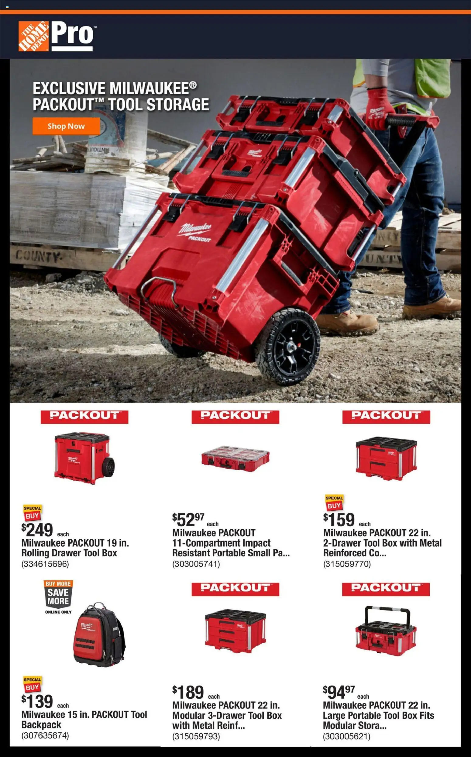 Home Depot Shop Pro Ad - NY - valid from 13.04.2026 | Page: 1 | Products: Box, Backpack