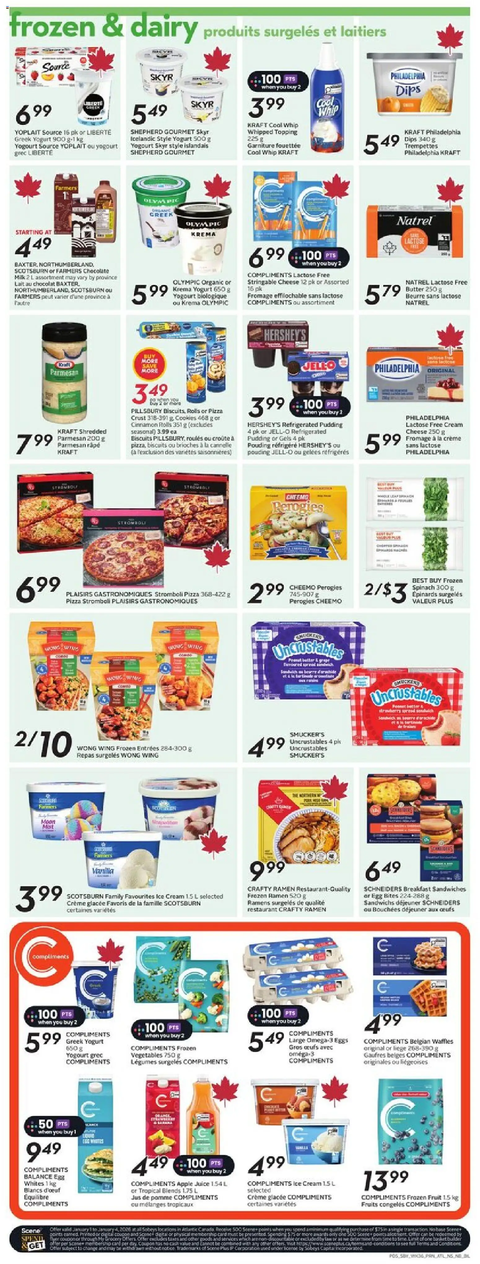 Sobeys flyer valid from 01.01.2026 | Page: 8 | Products: Cream, Butter, Cheese, Chocolate