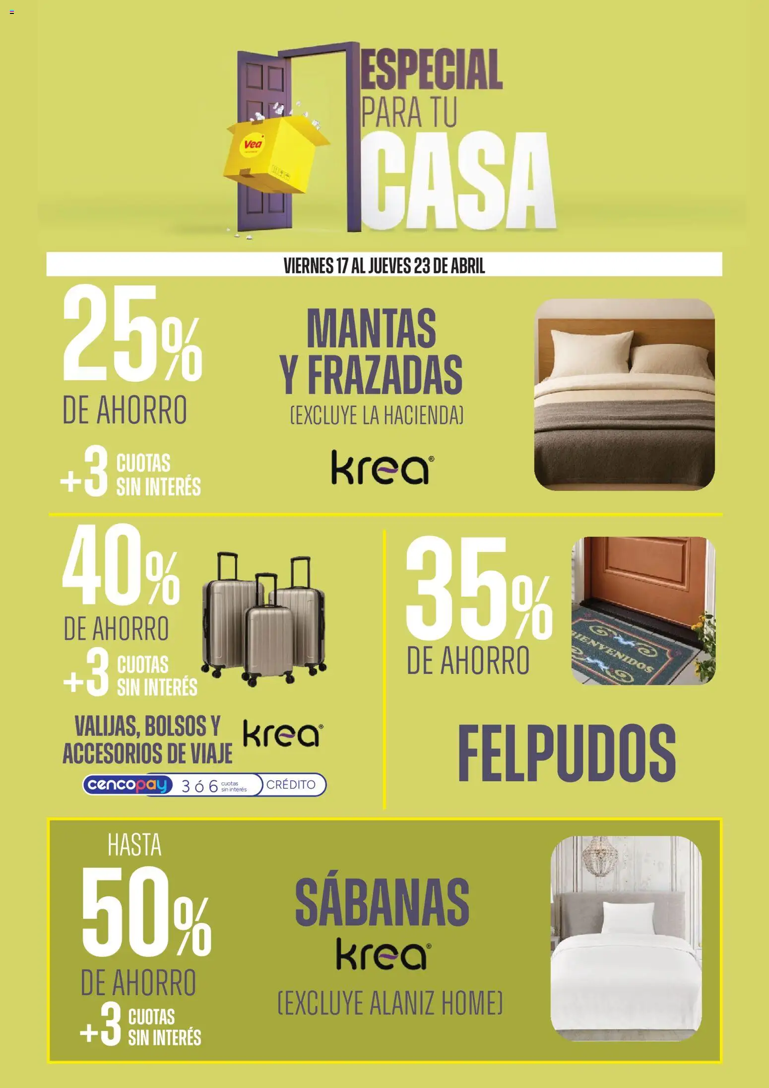 Vea - Ofertas especial para tu casa │ válido desde el 17.04.2026 | Página: 9 | Productos: Sabanas