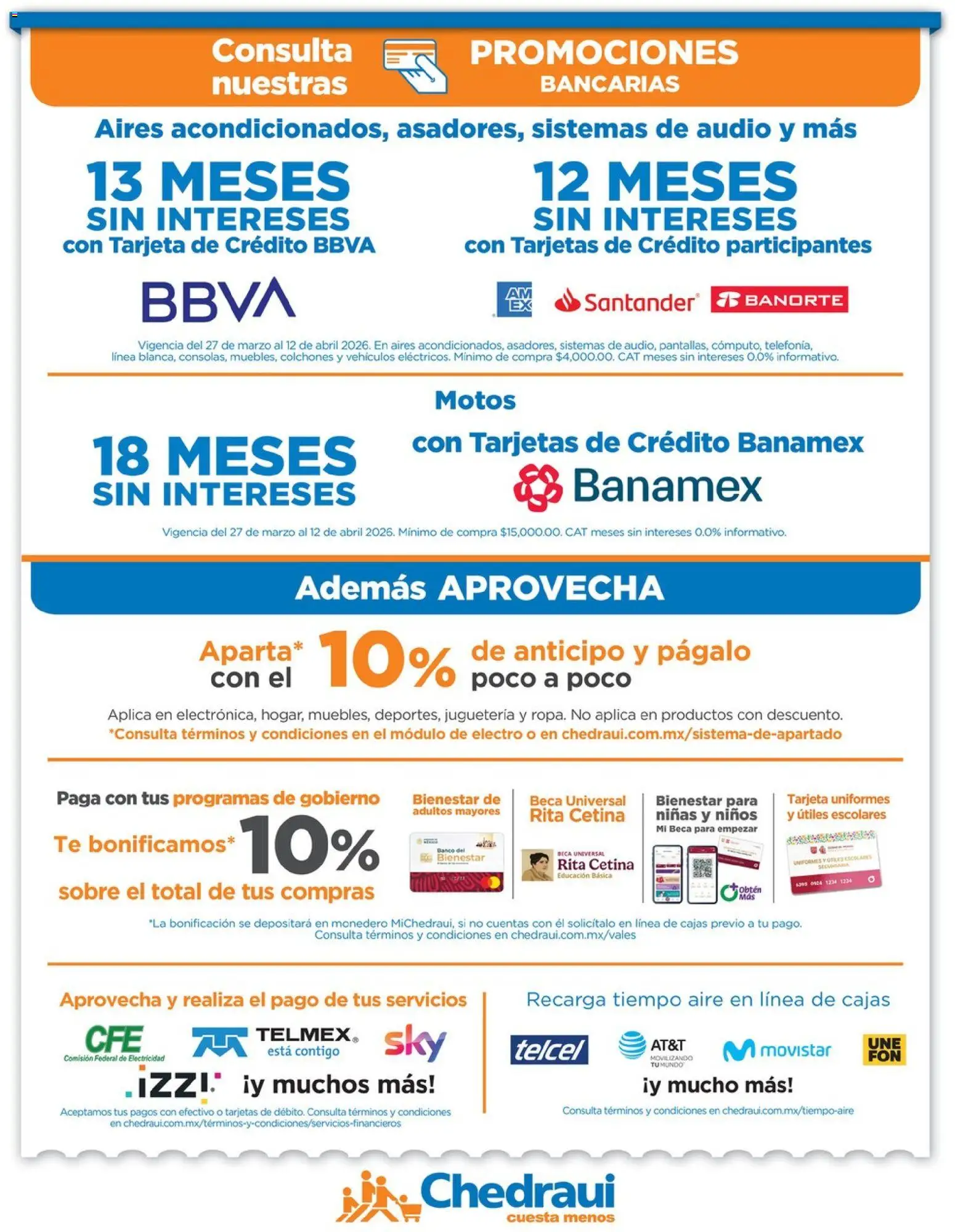 Nuevas ofertas de Chedraui válidas en toda la República Mexicana desde el 27.03.2026. ¡Encuentra las mejores ofertas en Chedraui folleto! | Página: 7 | Productos: Monedero, Audio, Banco, Sobre