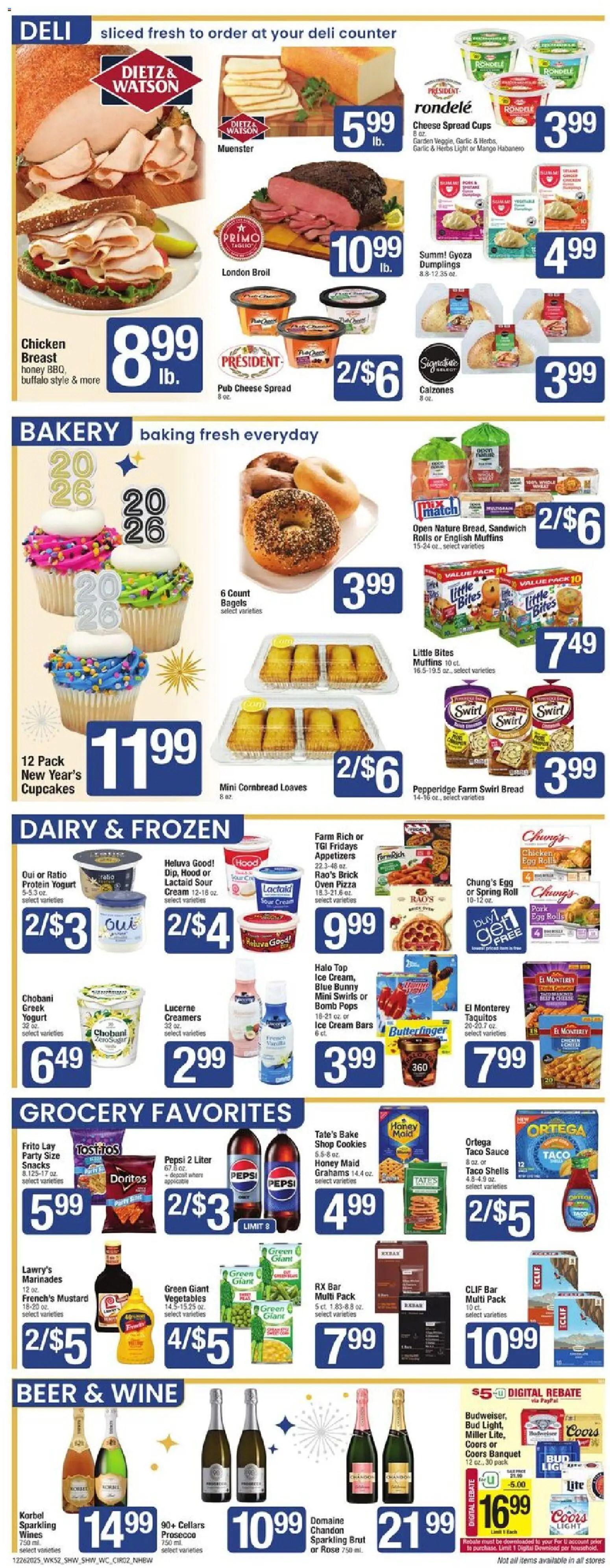 Shaw's Weekly Ad - NH - valid from 26.12.2025 | Page: 2 | Products: Bakery, Yogurt, Pizza, Sour cream