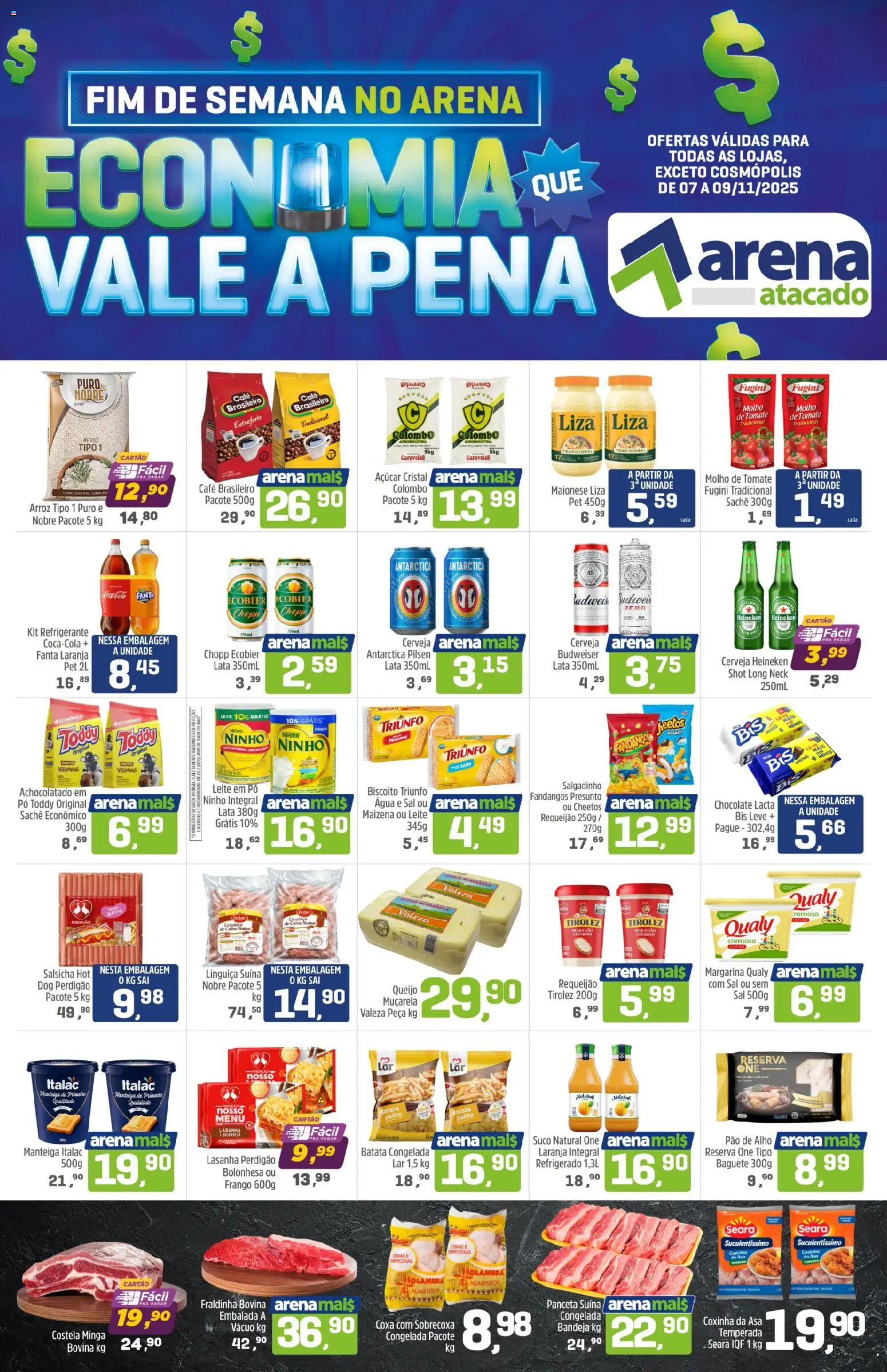 Arena Atacado Folheto - válido de 07.11.2025 | Página: 1 | Produtos: Alho, Fraldinha, Suco, Açúcar