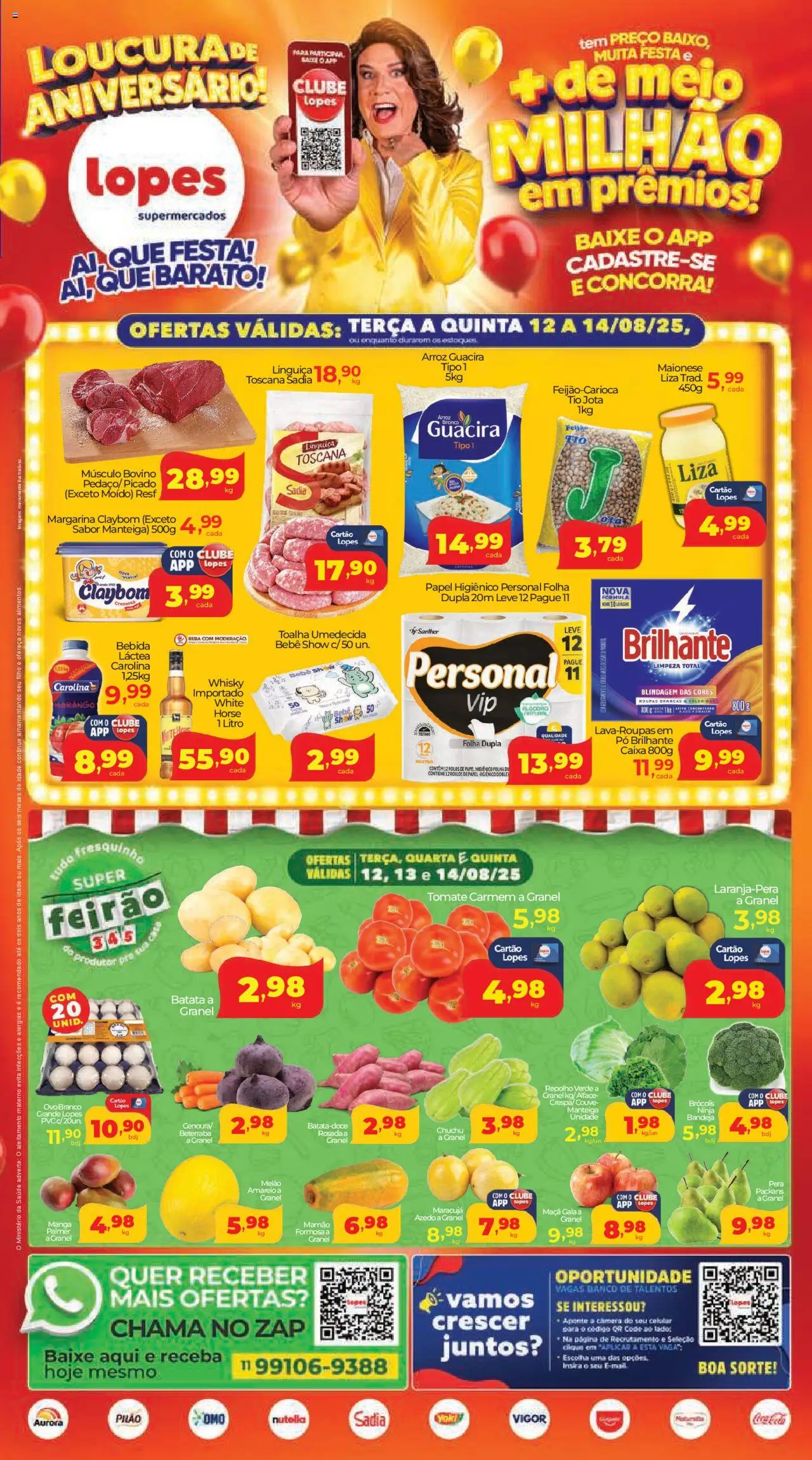 Lopes Supermercados Folheto - válido de 12.08.2025 | Página: 1 | Produtos: Chuchu, Repolho, Papel higiênico, Margarina
