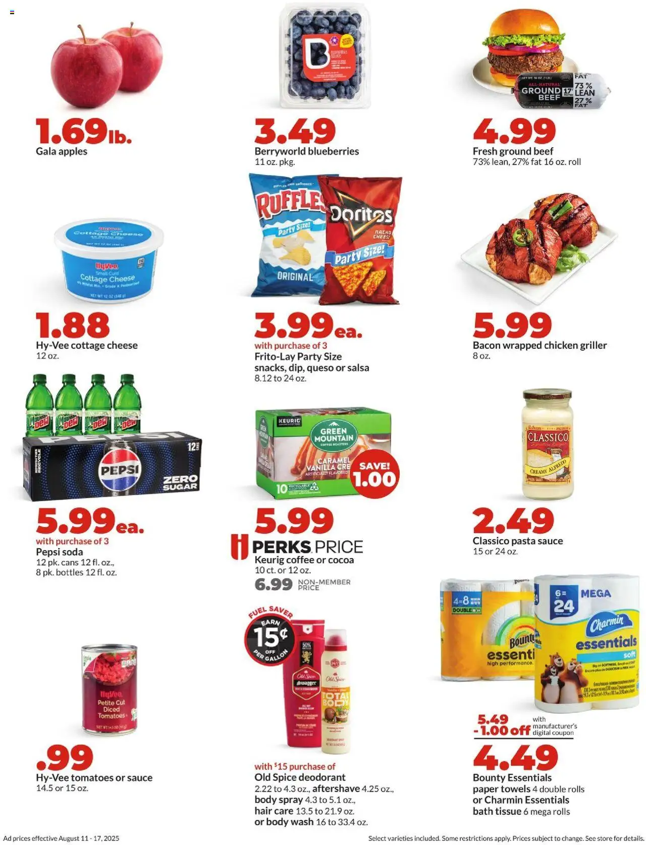 HyVee Weekly Ad - valid from 11.08.2025 | Page: 2 | Products: Bath, Coffee, Pasta, Blueberries