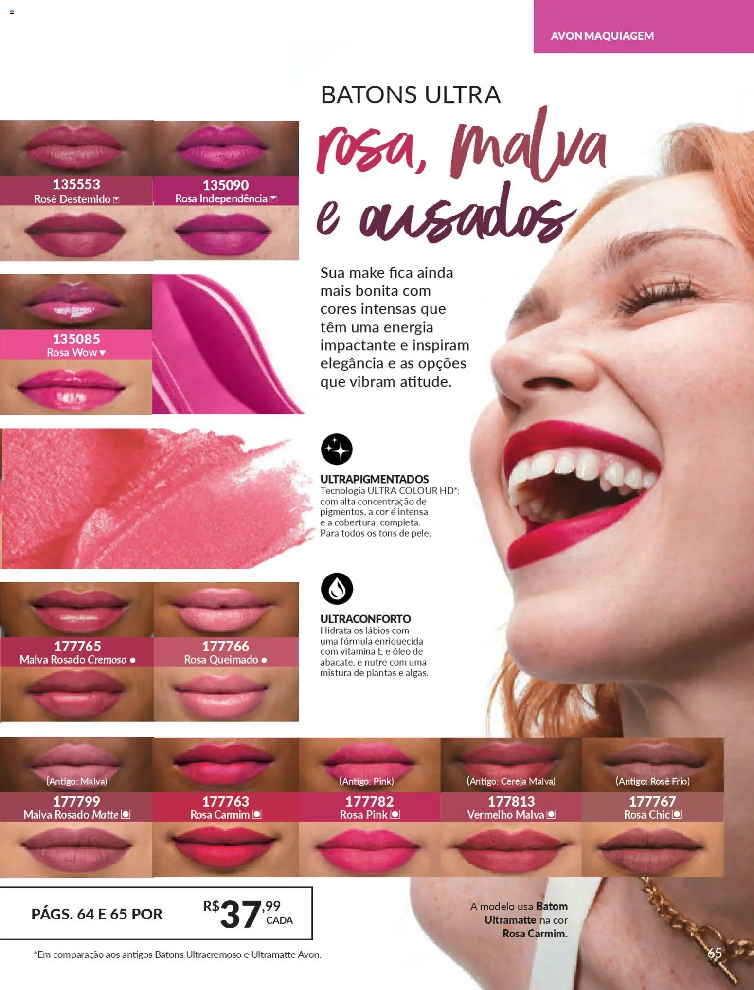 Avon Folheto - válido de 21.11.2025 | Página: 65 | Produtos: Cereja, Maquiagem, Batom, Óleo