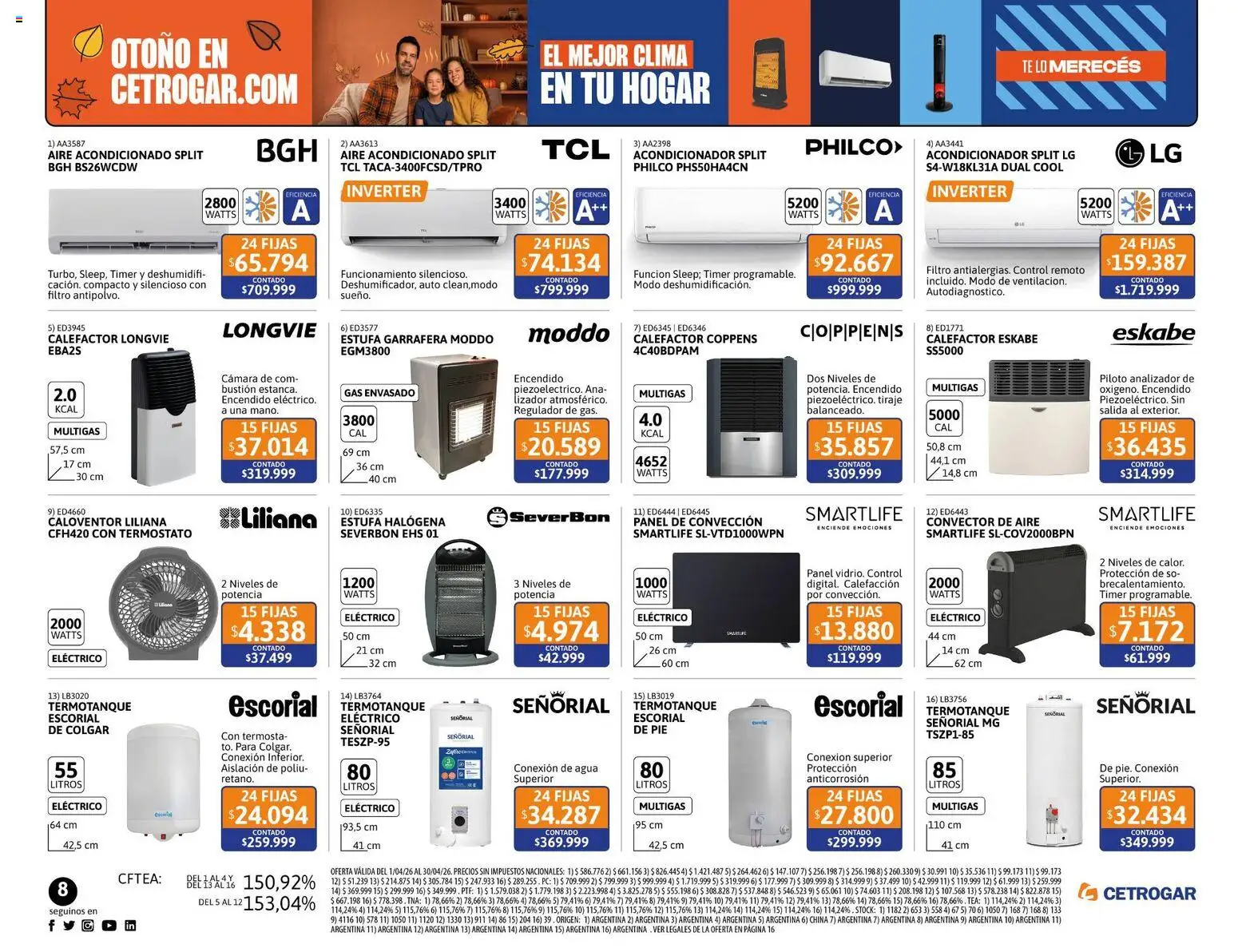Cetrogar catálogo │ válido desde el 01.04.2026 | Página: 8 | Productos: Cámara, Calefactor, Termotanque, Control remoto