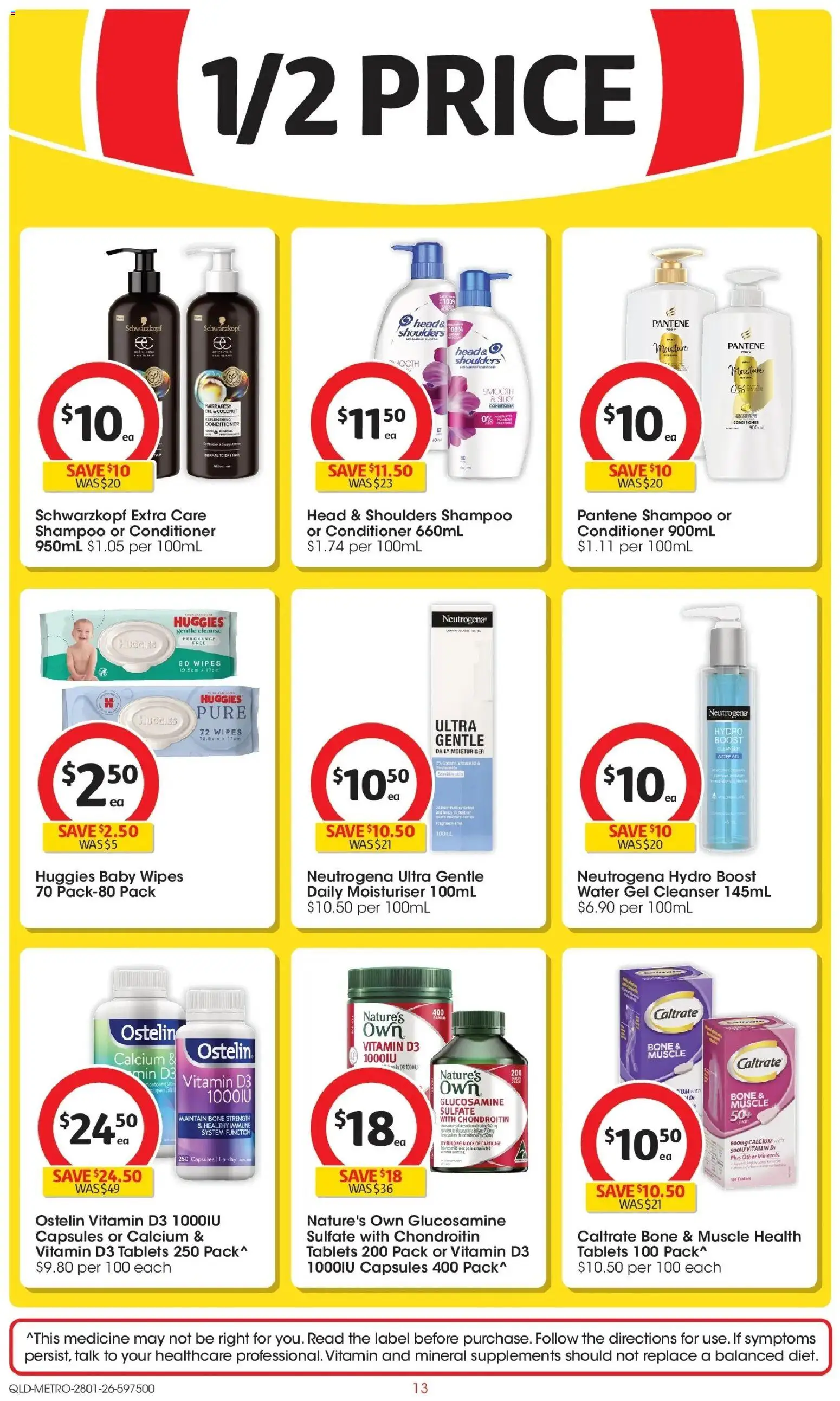 Coles catalogue - valid from 25.01.2026 | Page: 13 | Products: Shampoo, Conditioner, Moisturiser, Vitamin