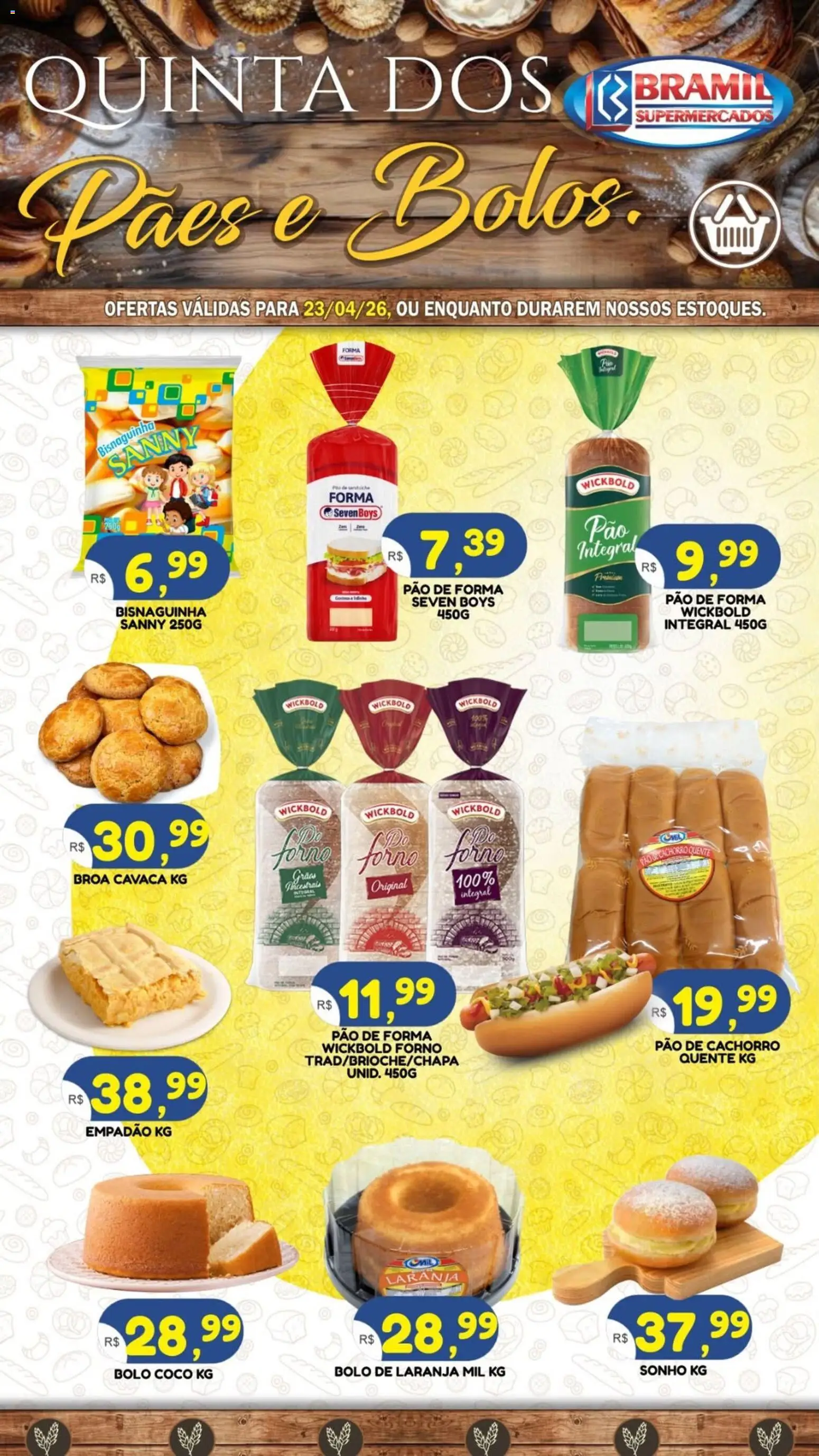 Bramil Supermercados Folheto - válido de 23.04.2026 | Página: 1 | Produtos: Coco, Pão, Sanduíche, Bolo