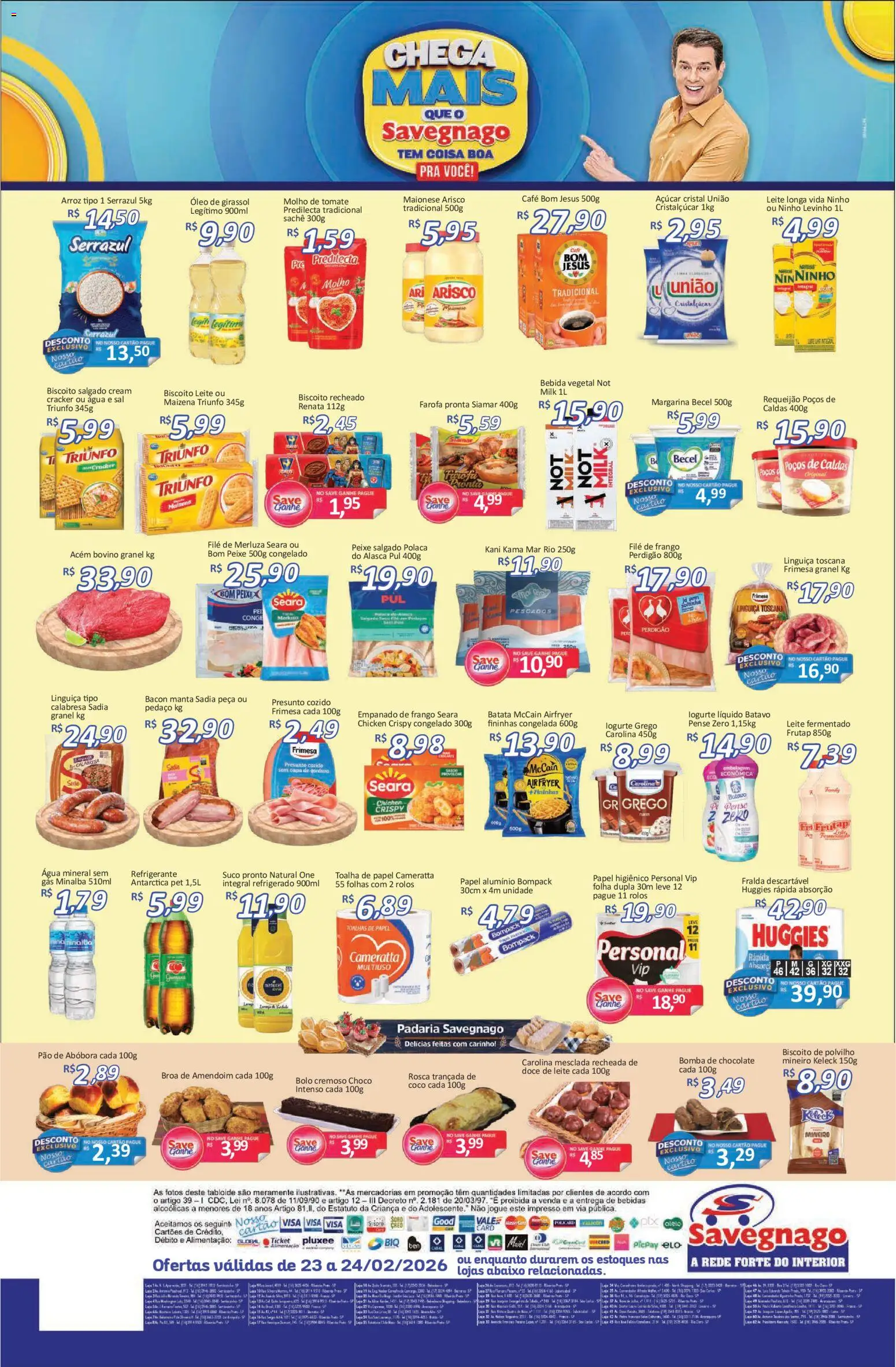 Savegnago Folheto - válido de 23.02.2026 | Página: 2 | Produtos: Biscoito, Pão, Bebida, Doce de leite