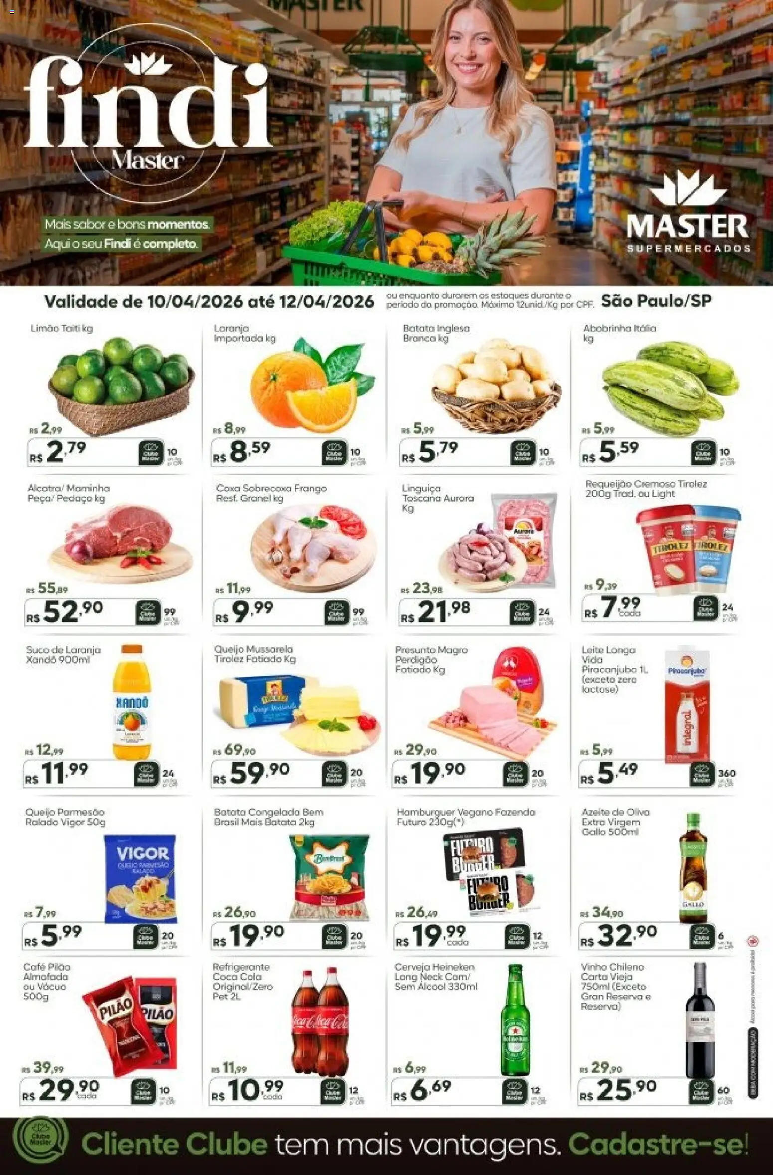 Master Folheto - válido de 10.04.2026 | Página: 1 | Produtos: Presunto, Suco, Cerveja Heineken, Batata