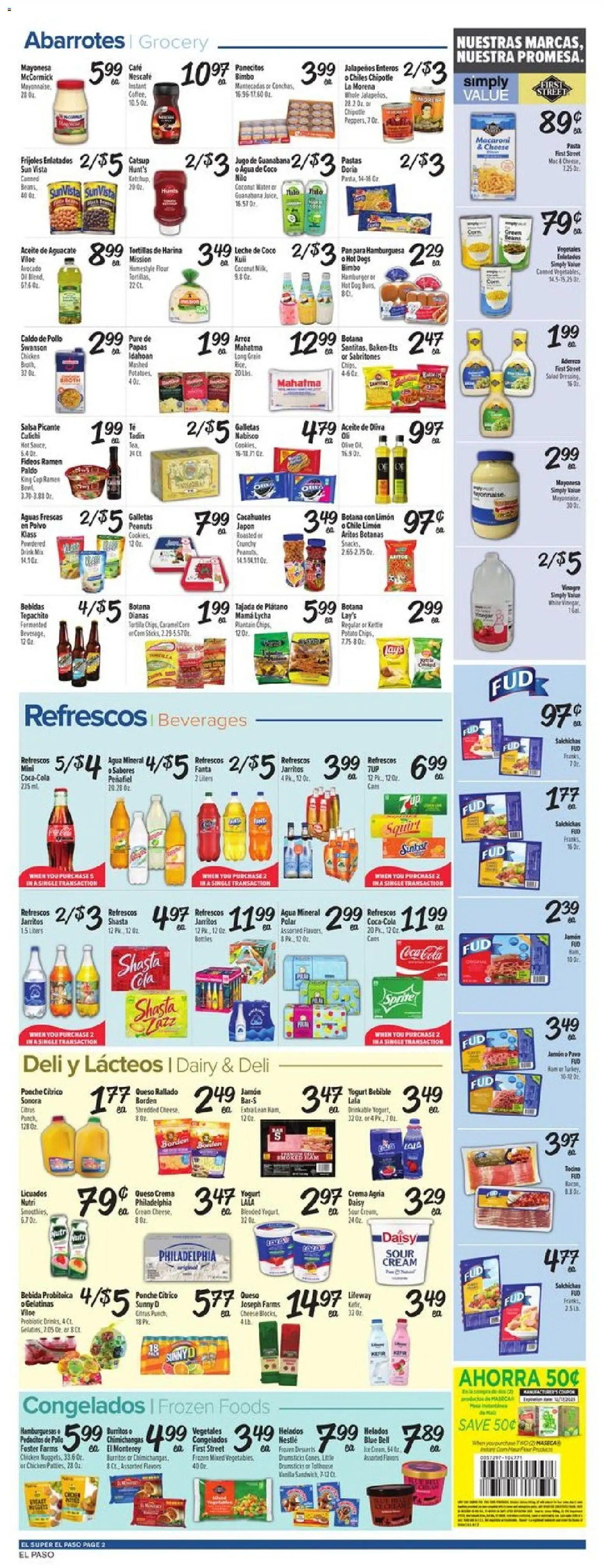 El Super Weekly Ad - TX - valid from 10.12.2025 | Page: 2 | Products: Pan, Yogurt, Avocado, Hot Dogs