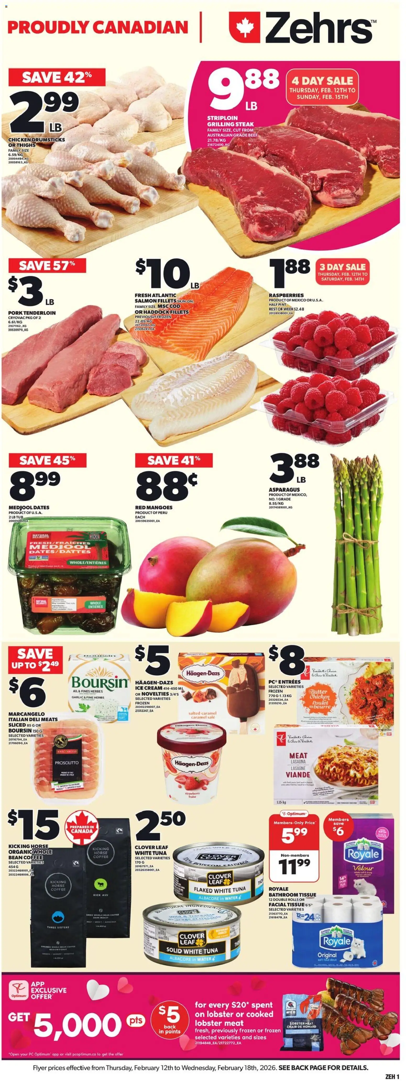 Zehrs flyer valid from 12.02.2026 | Page: 3 | Products: Cream, Chair, Butter, Pork