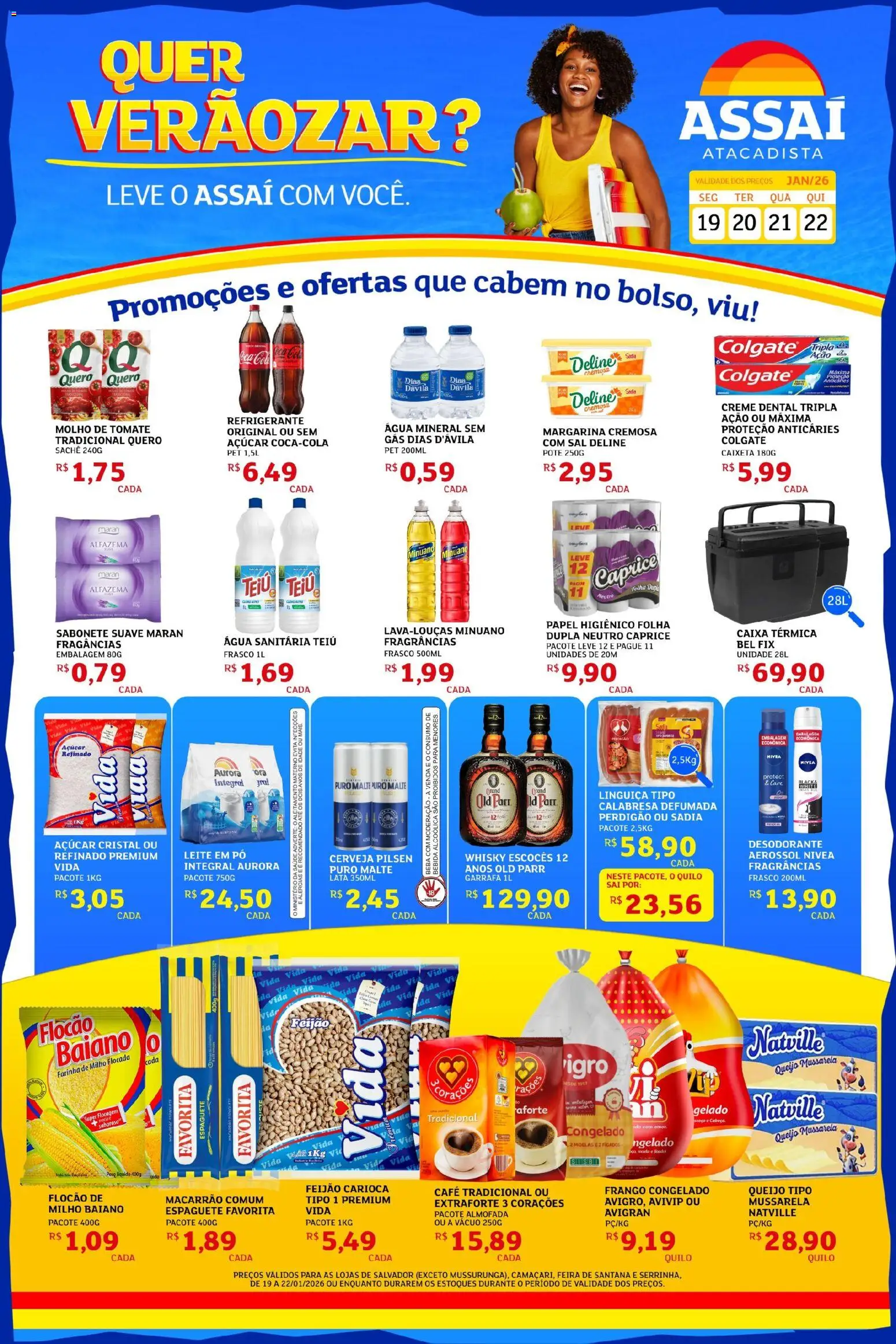 Assaí Atacadista Folheto - válido de 19.01.2026 | Página: 1 | Produtos: Caixa térmica, Almofada, Moela, Leite em pó