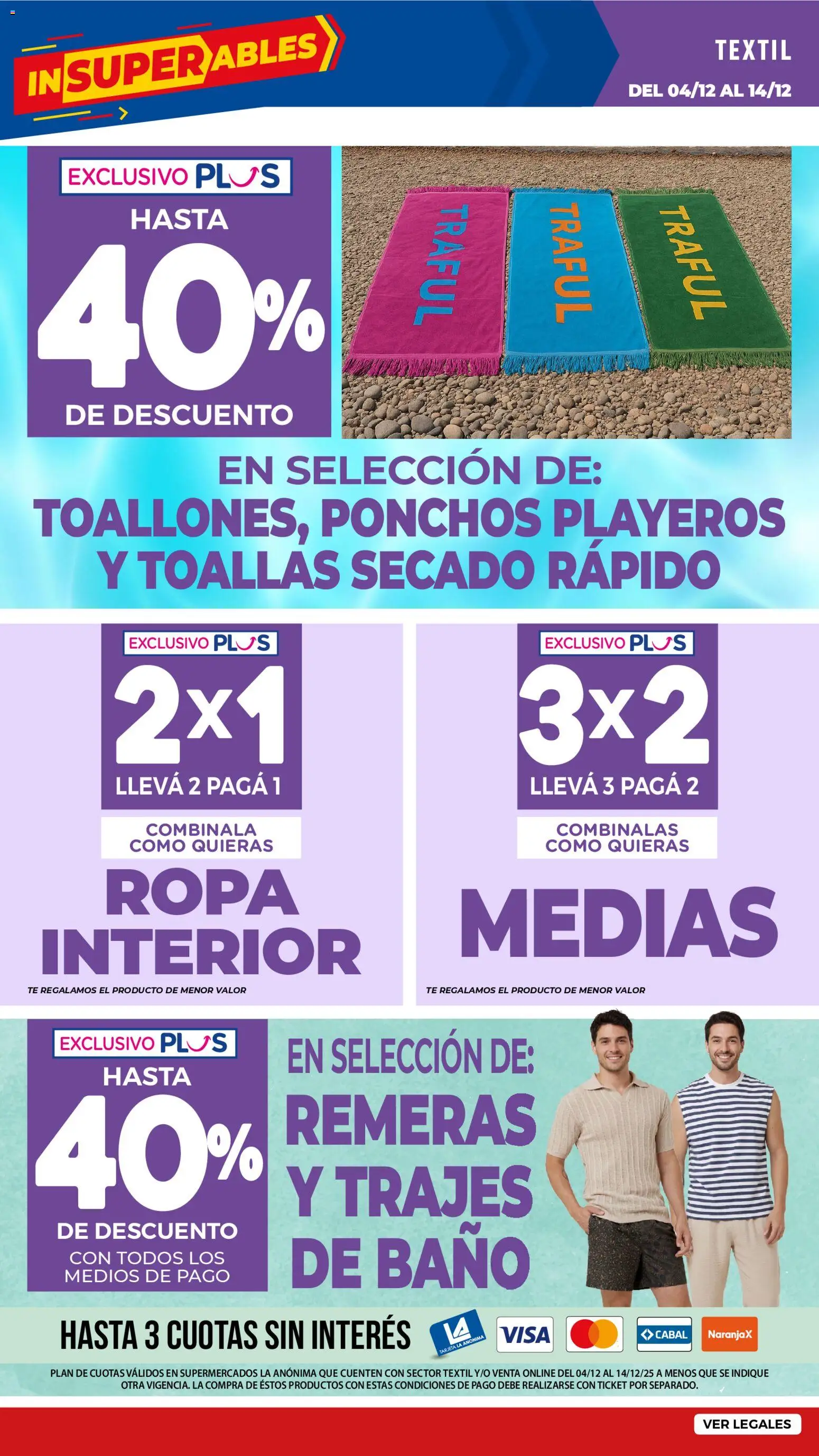 La Anonima - catalogos-masivos - insuperables-49-25-z5 │ válido desde el 04.12.2025 | Página: 42 | Productos: Toallas, Ropa, Ropa interior, Medias