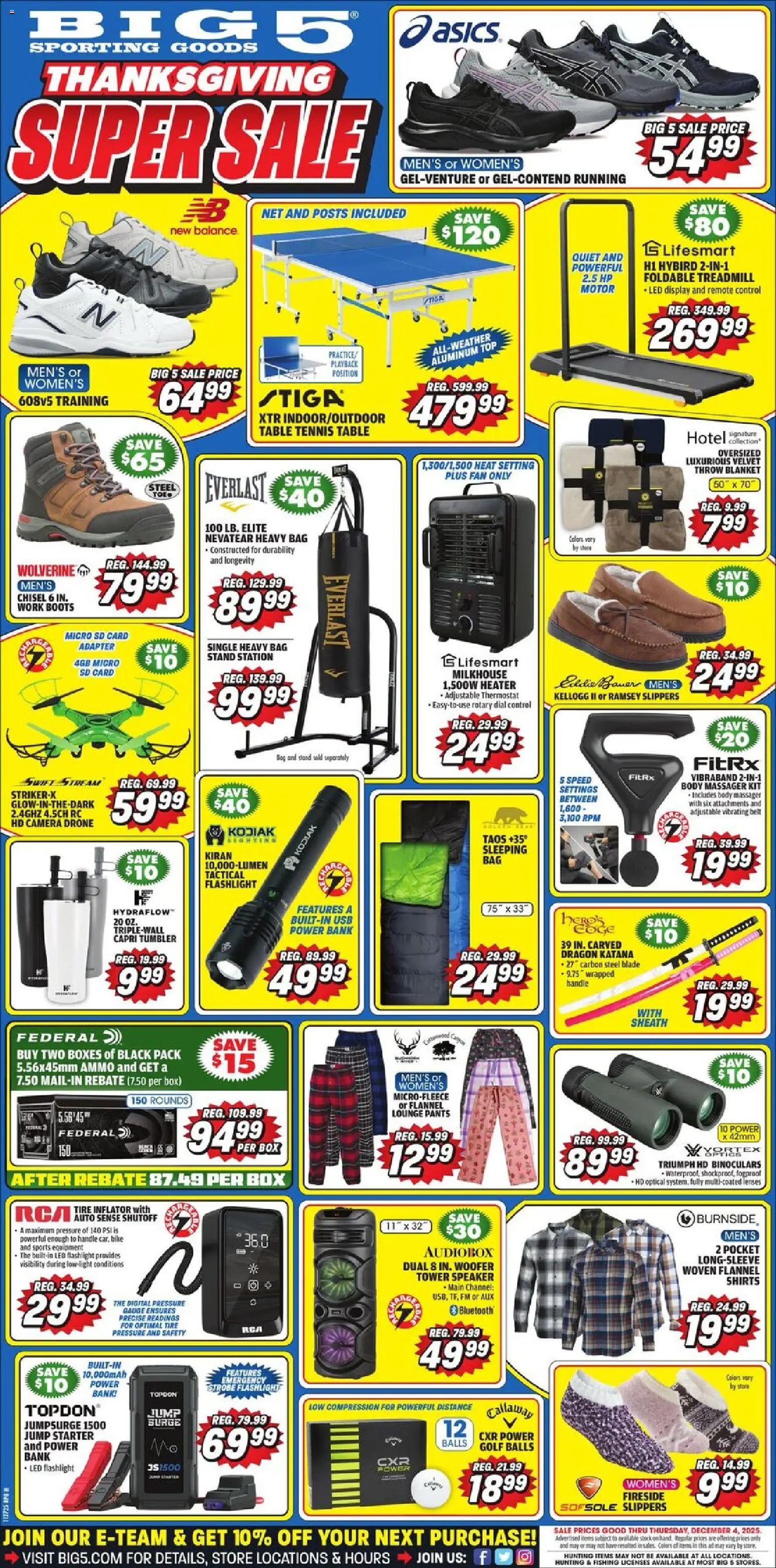 Big 5 Sporting Goods Weekly Ad - valid from 29.11.2025 | Page: 7 | Products: Boots, Power Bank, Usb, Fan