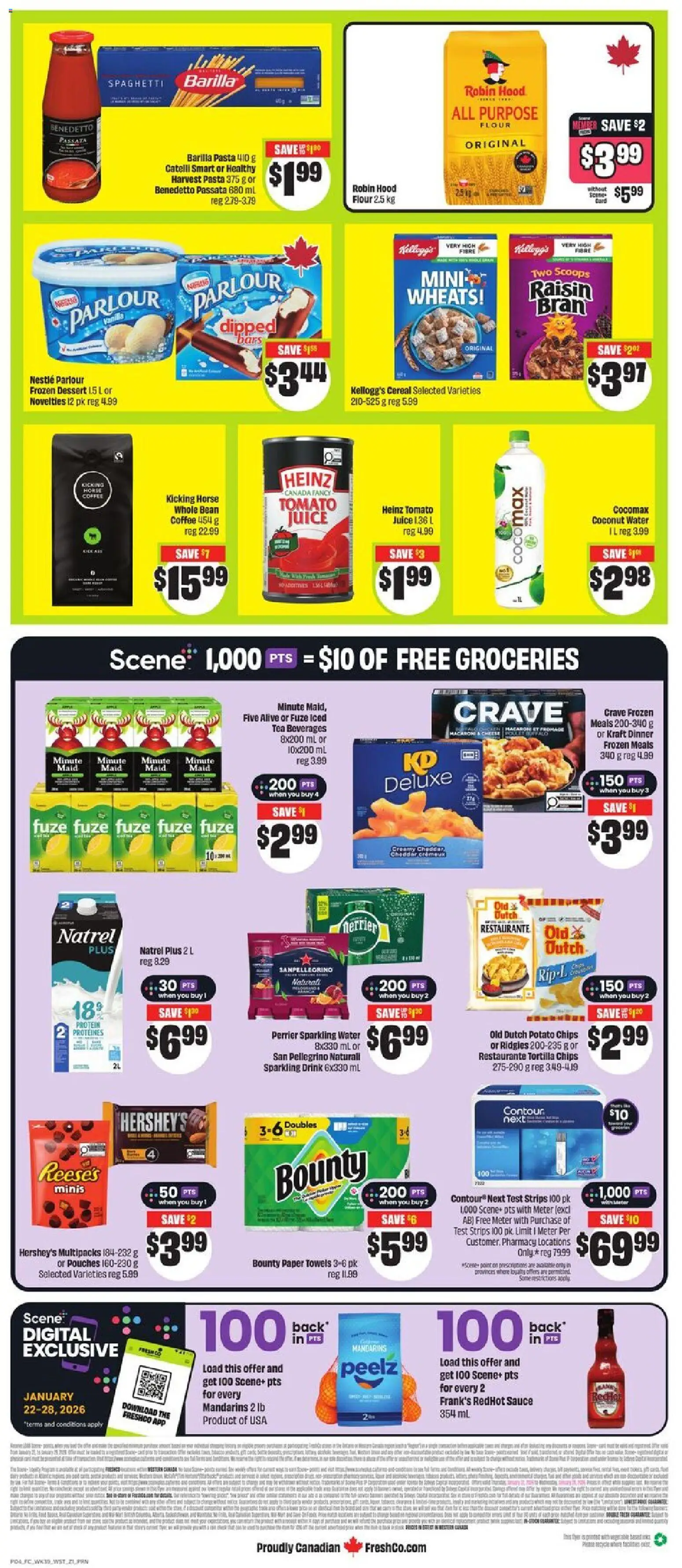 FreshCo flyer valid from 22.01.2026 | Page: 2 | Products: Tea, Pasta, Cheese, Juice