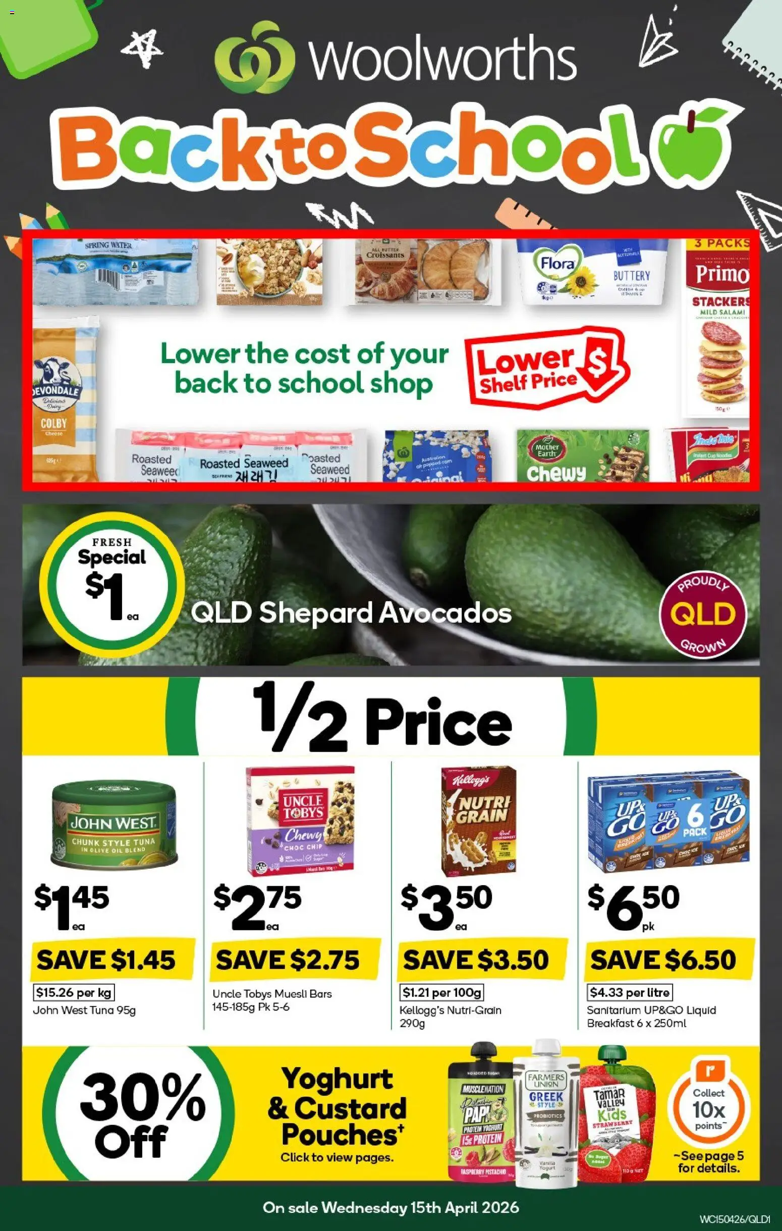Woolworths catalogue - valid from 15.04.2026 | Page: 1 | Products: Shelf, Butter, Cheese, Oil