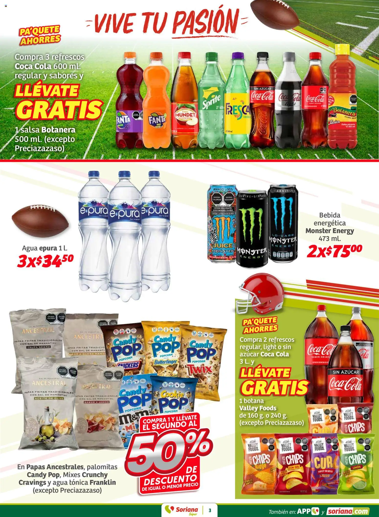 Nuevas ofertas de Soriana válidas en toda la República Mexicana desde el 29.01.2026. ¡Encuentra las mejores ofertas en Soriana - Fin de Semana Súper: Juárez! | Página: 3 | Productos: Aceite de oliva, Agua, Aceite, Jamón