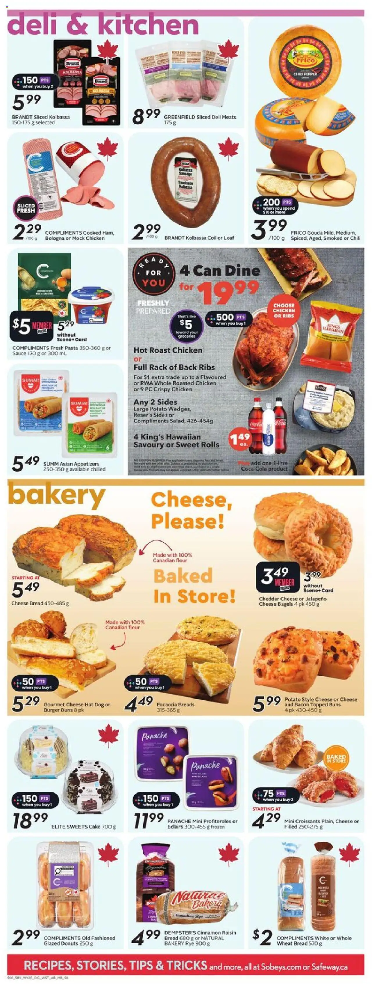 Sobeys flyer valid from 14.08.2025 | Page: 10 | Products: Pasta, PC, Bread, Chicken