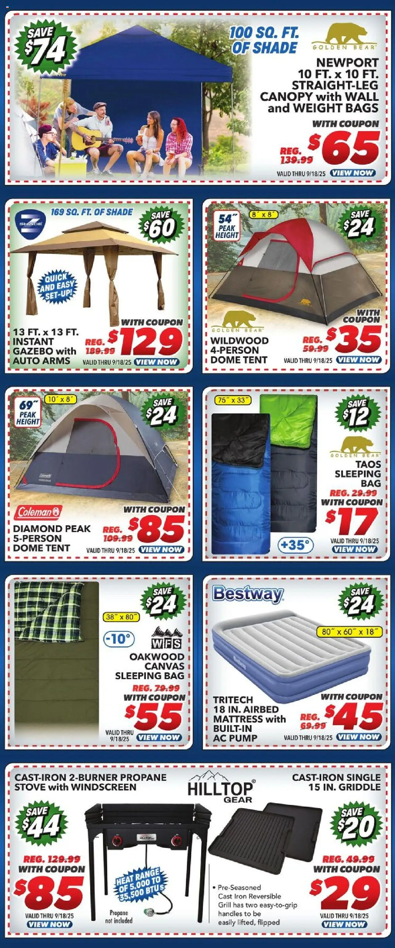 Big 5 Sporting Goods Weekly Ad - valid from 12.09.2025 | Page: 3 | Products: Griddle, Tent, Weight, Grill