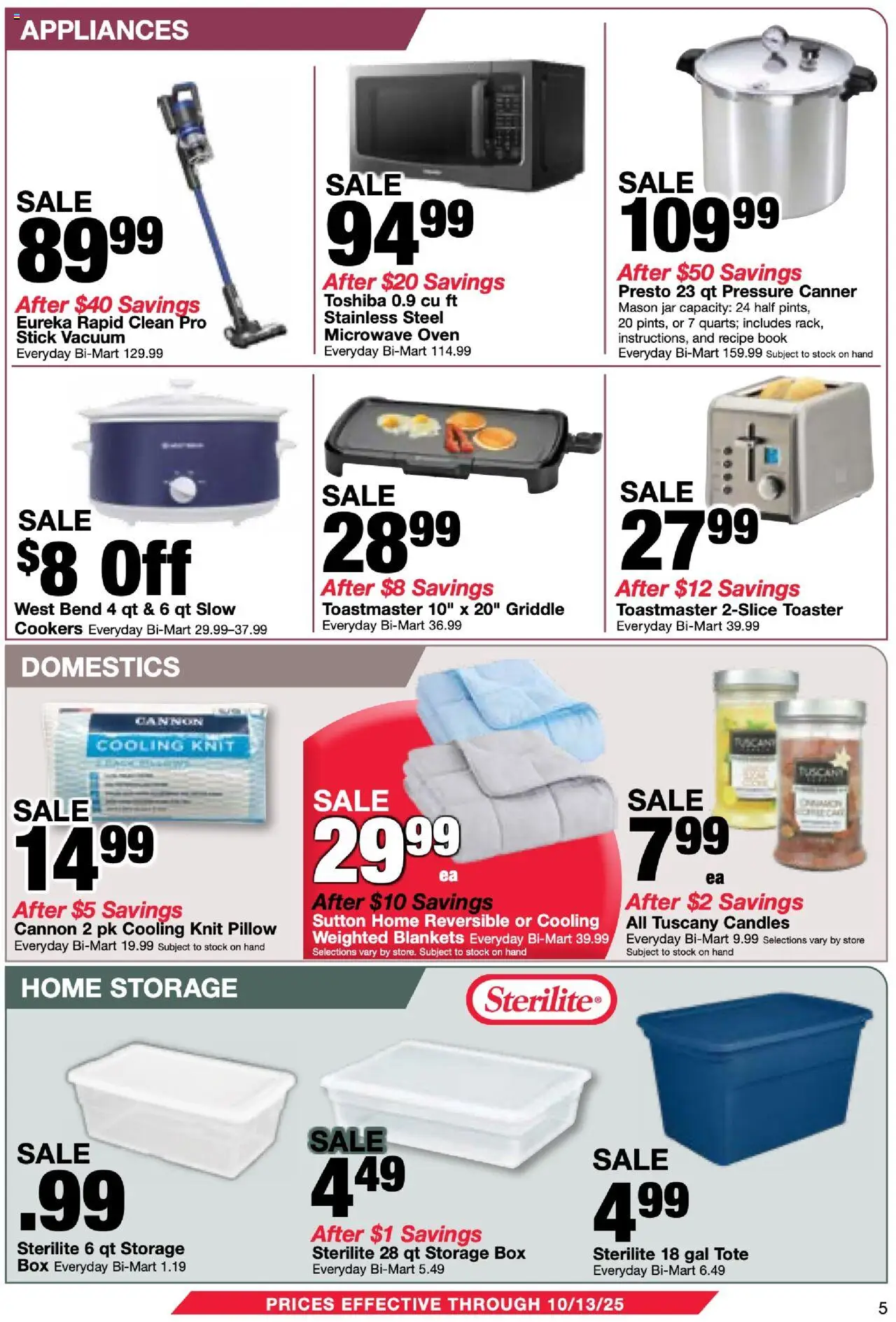 Bi-Mart Membership Savings Book - valid from 23.09.2025 | Page: 5 | Products: Toaster, Pillow, Vacuum, Box