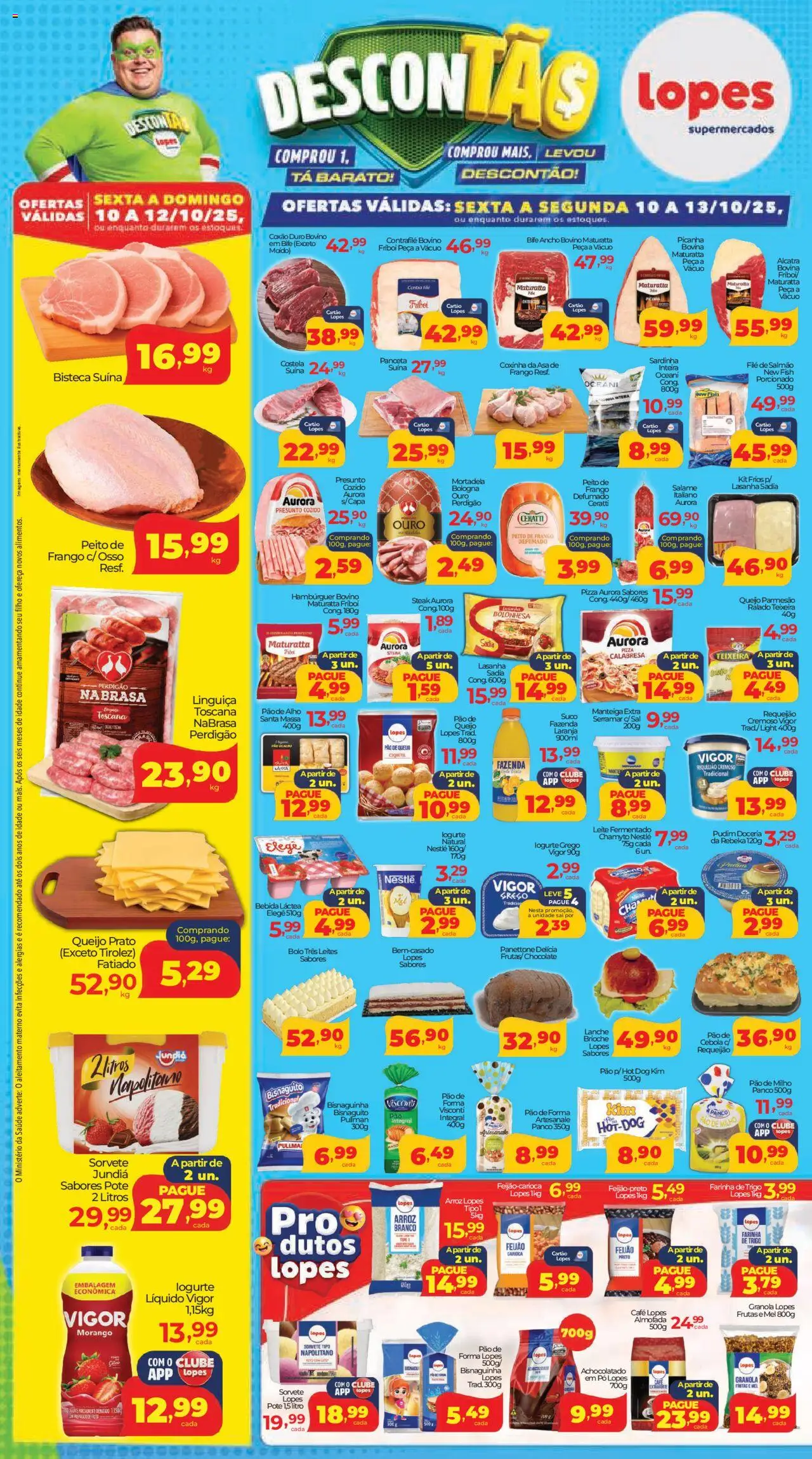 Lopes Supermercados Folheto - válido de 10.10.2025 | Página: 2 | Produtos: Farinha de trigo, Arroz, Mel, Queijo parmesão
