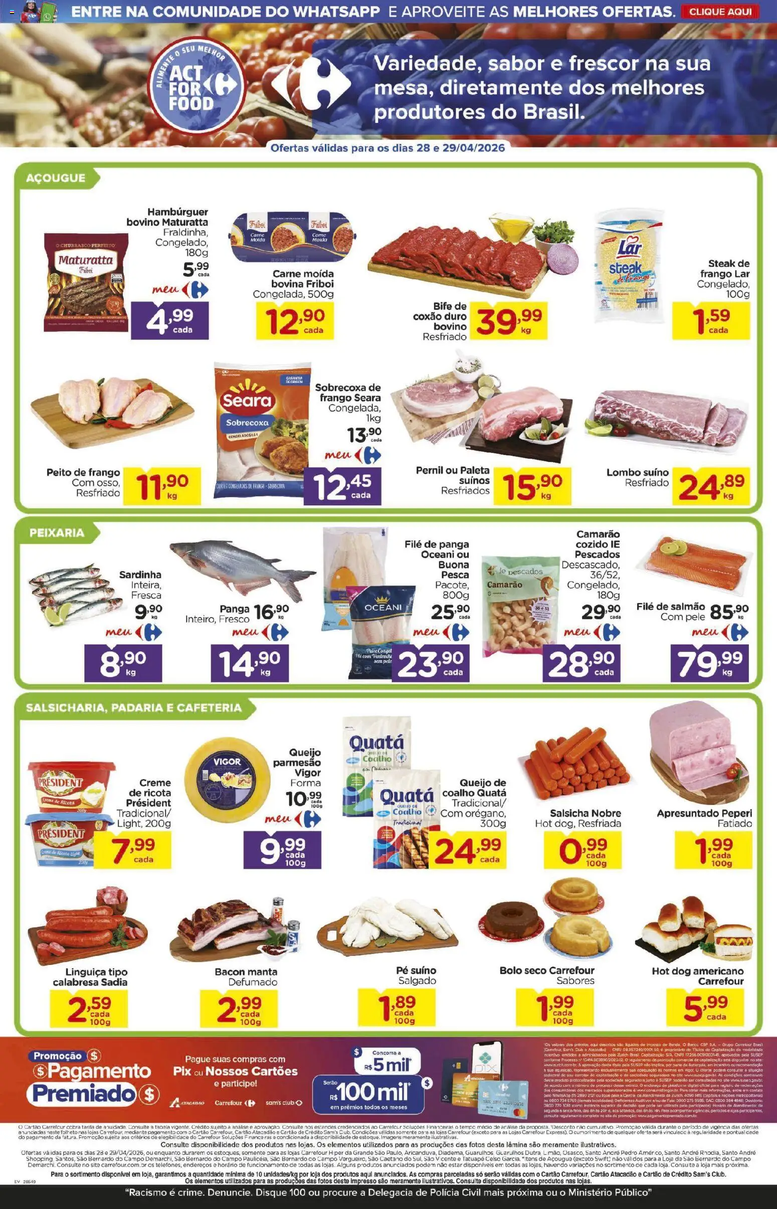 Carrefour Folheto - válido de 28.04.2026 | Página: 2 | Produtos: Salmão, Linguiça, Queijo, Bolo