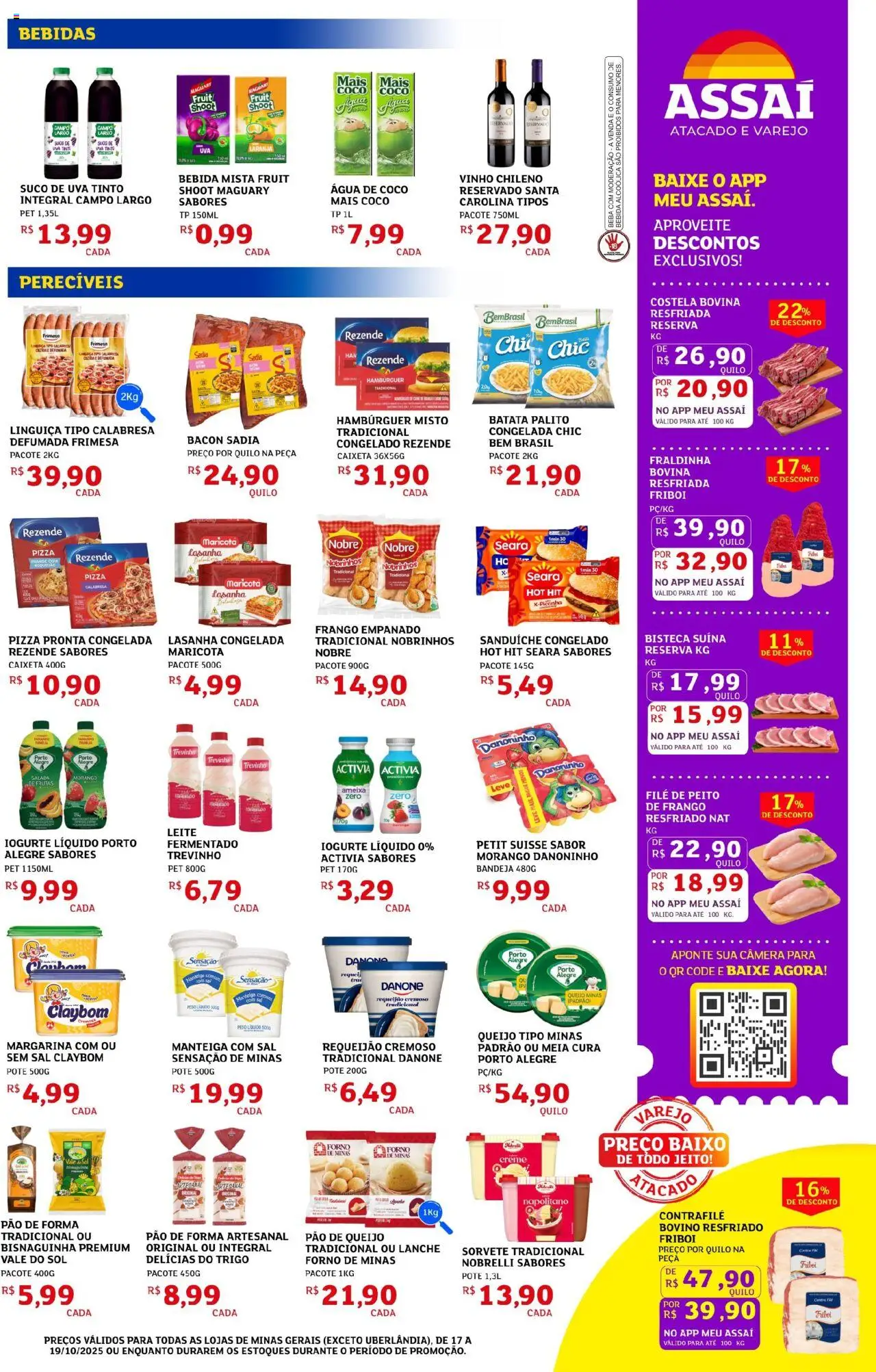 Assaí Atacadista Folheto - válido de 17.10.2025 | Página: 3 | Produtos: Leite, Manteiga, Sanduíche, Pão de queijo