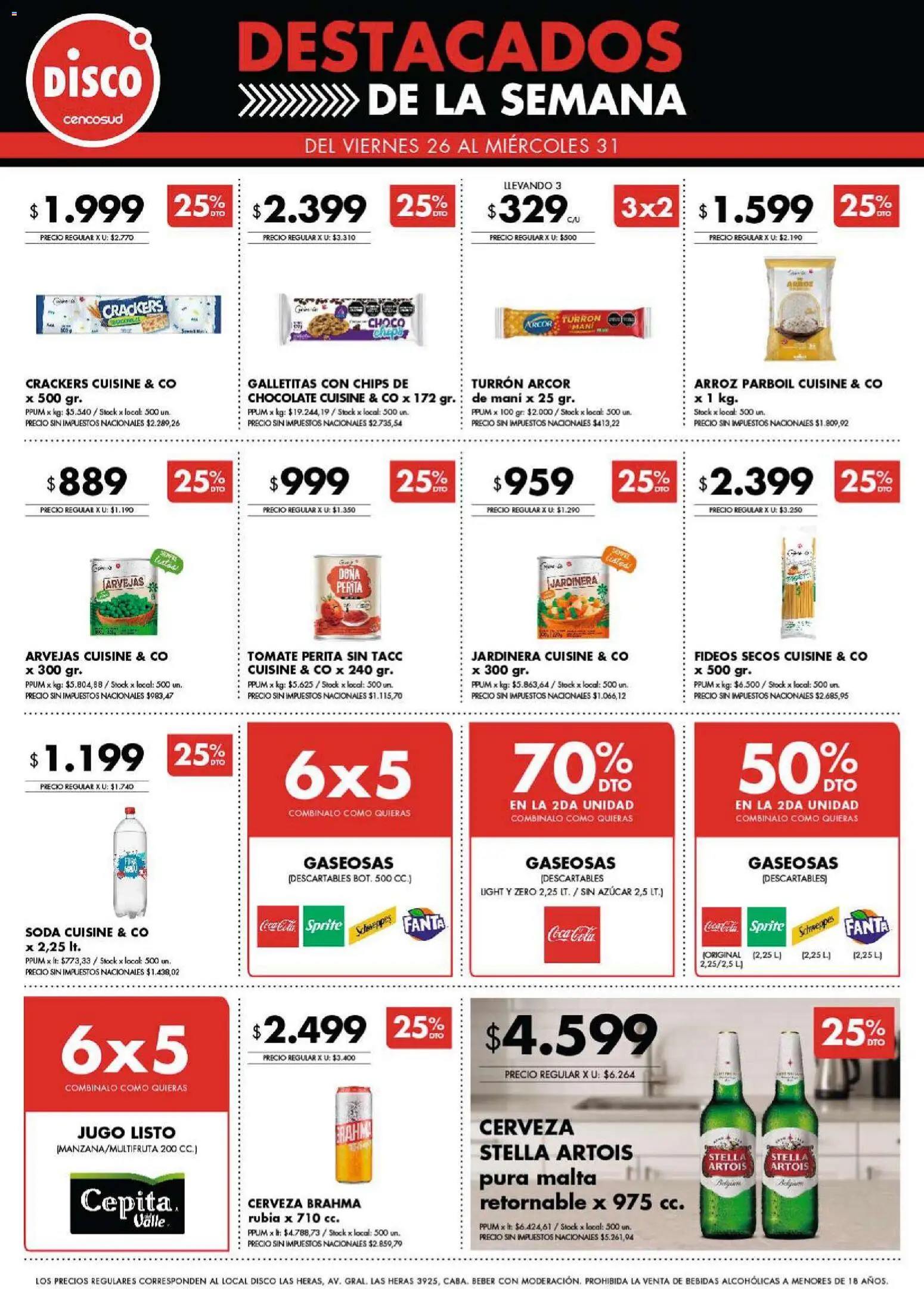 Disco - Destacados - Ofertas I Nacional │ válido desde el 26.12.2025 | Página: 1 | Productos: Azucar, Chocolate, Cerveza, Arroz