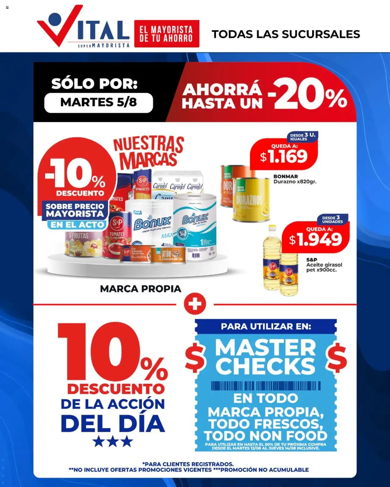 Vital - Sólo por Martes │ válido desde el 05.08.2025 | Página: 1 | Productos: Papel higiénico, Cocina, Durazno, Tomates