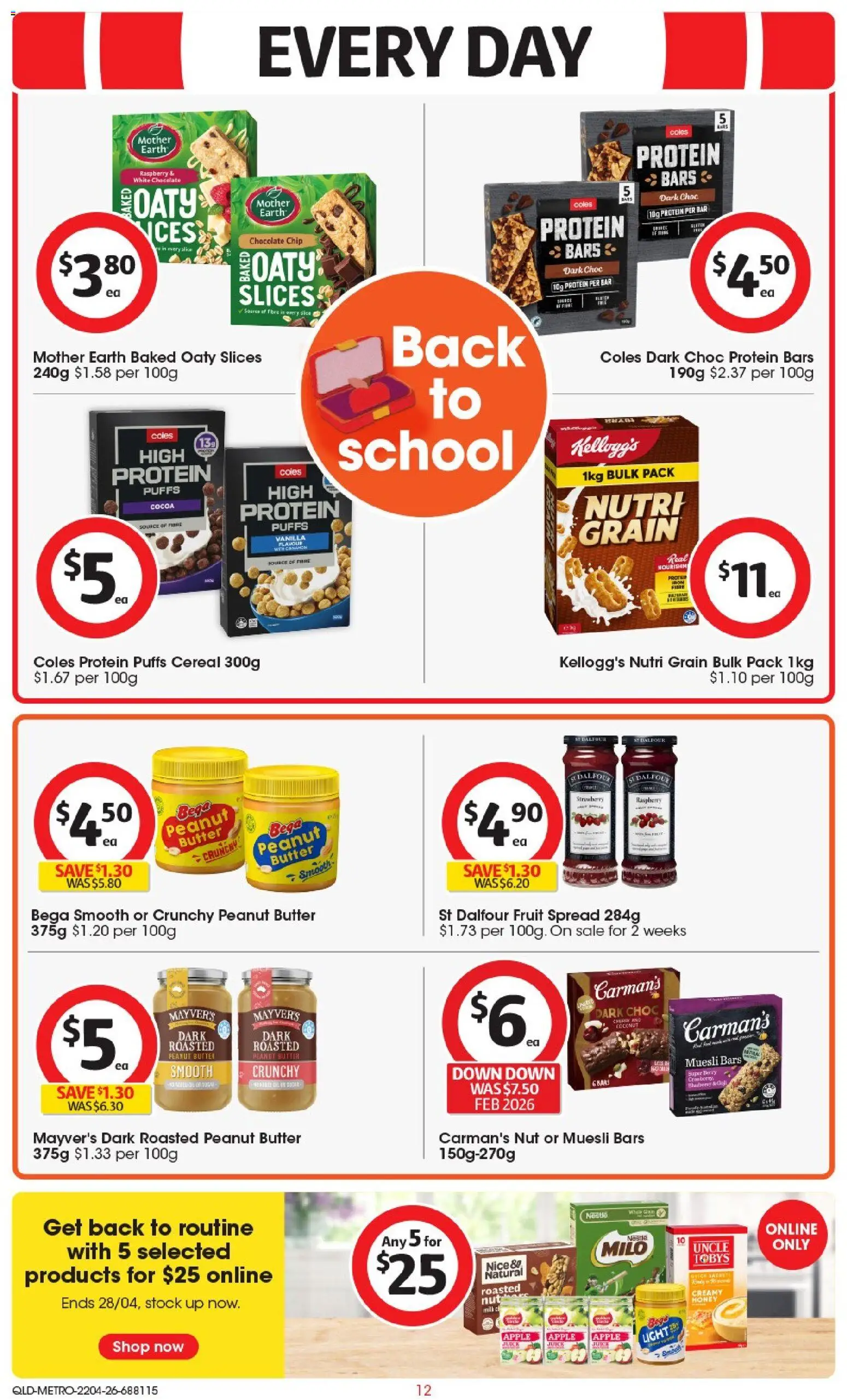 Coles catalogue - valid from 22.04.2026 | Page: 12 | Products: Butter, Chocolate, Honey, Cereal