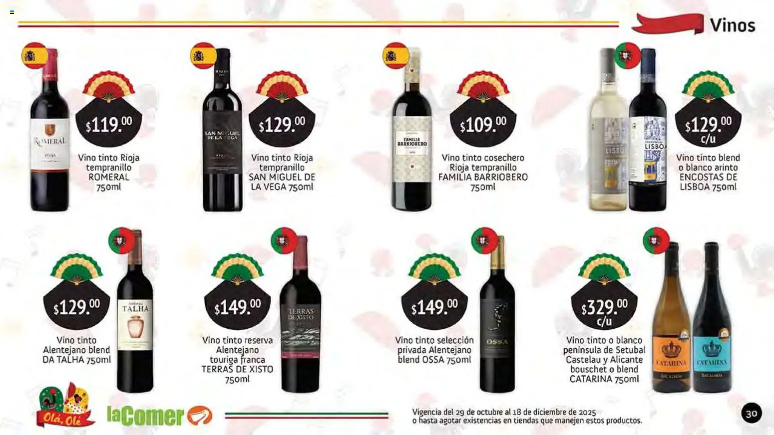 Nuevas ofertas de La Comer válidas en toda la República Mexicana desde el 29.10.2025. ¡Encuentra las mejores ofertas en La Comer folleto Olá, Olé! | Página: 30 | Productos: Vino