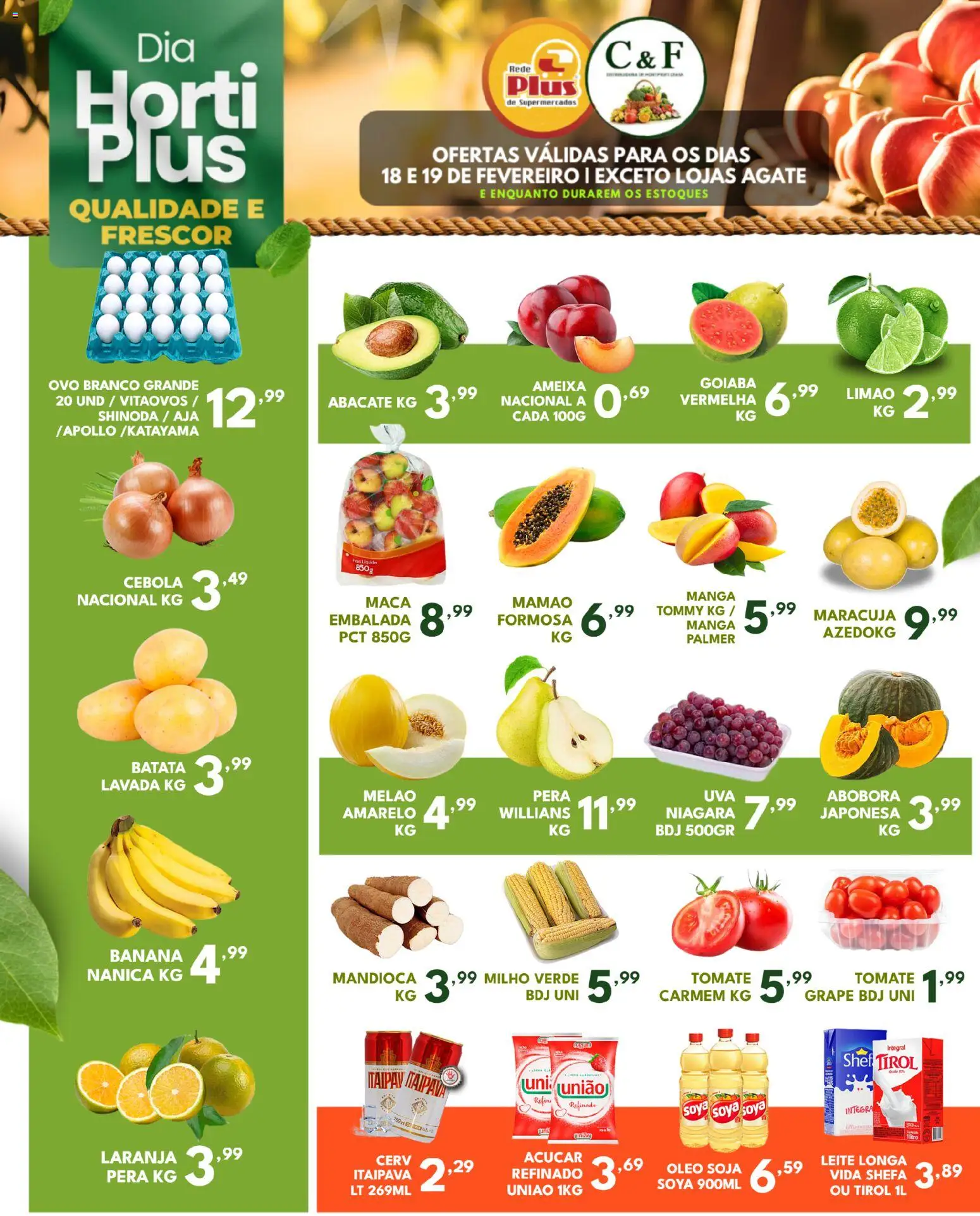 Rede Plus Supermercados Folheto - válido de 18.02.2026 | Página: 1 | Produtos: Abóbora, Milho verde, Soja, Ameixa