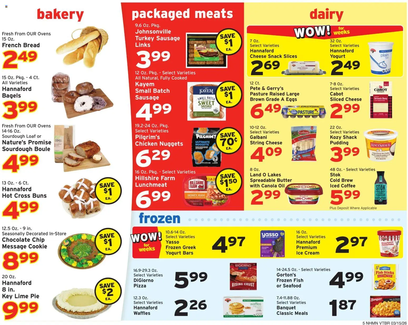 Hannaford Weekly Ad - valid from 15.03.2026 | Page: 5 | Products: Cheese, Cream, Ice cream, Chocolate Chip