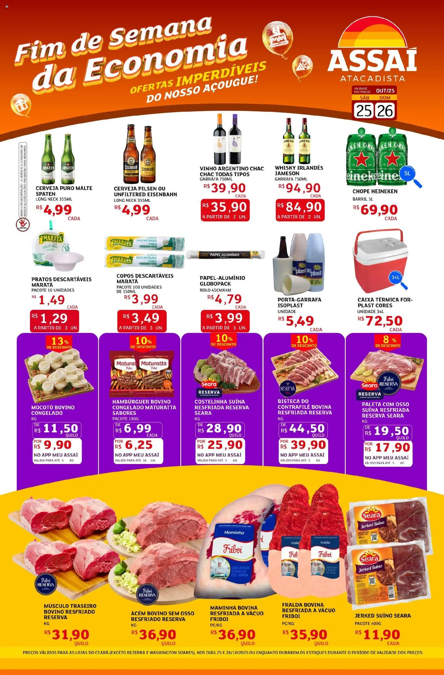 Assaí Atacadista Folheto - válido de 25.10.2025 | Página: 1 | Produtos: Caixa térmica, Rolo, Whisky, Cerveja