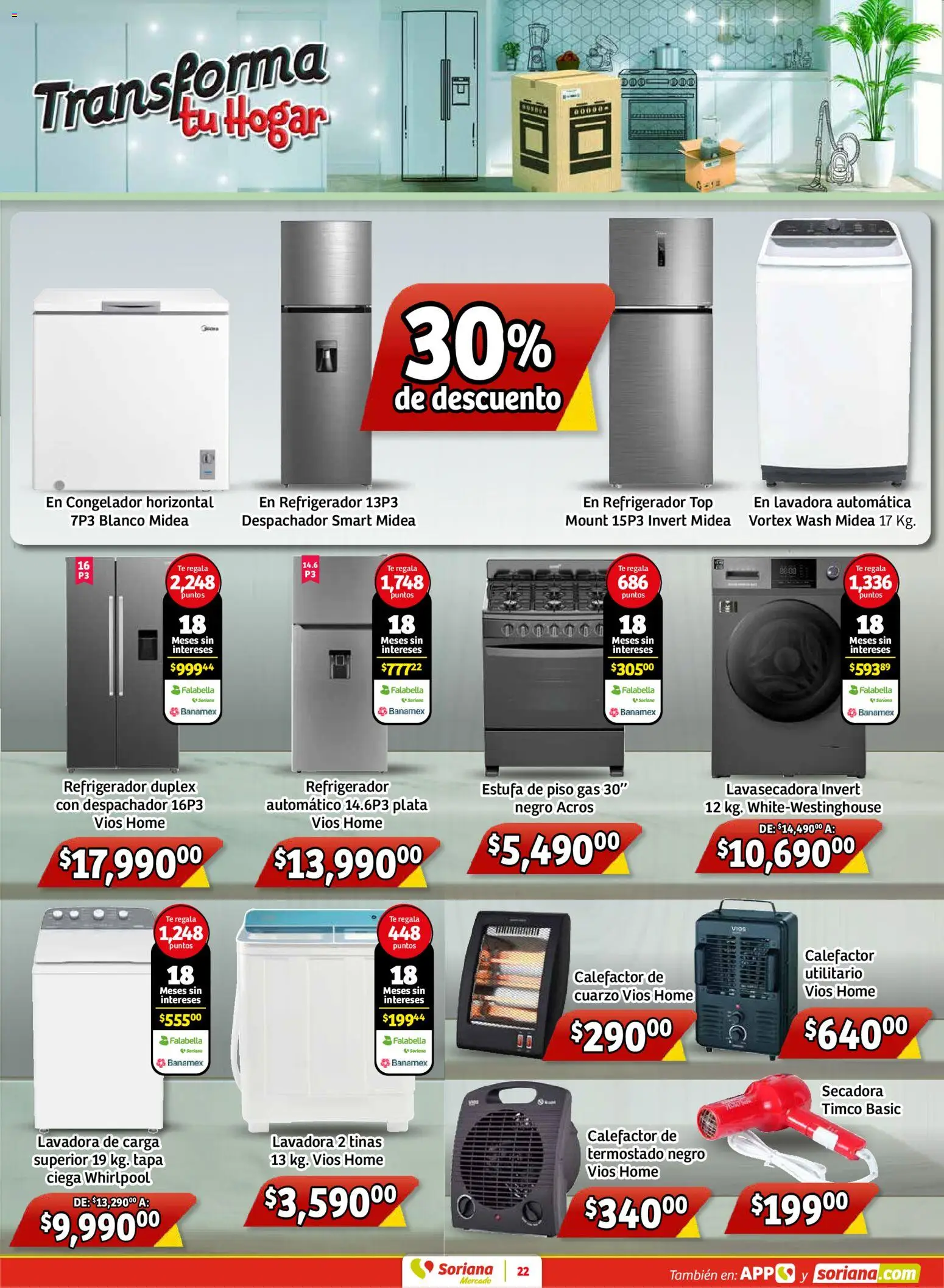 Nuevas ofertas de Soriana válidas en toda la República Mexicana desde el 30.01.2026. ¡Encuentra las mejores ofertas en Soriana - Pesito Valedor Mercado: Chih, Coah, Dur, NL, SLP, Tamps, Zac! | Página: 30 | Productos: Refrigerador, Secadora, Té, Calefactor